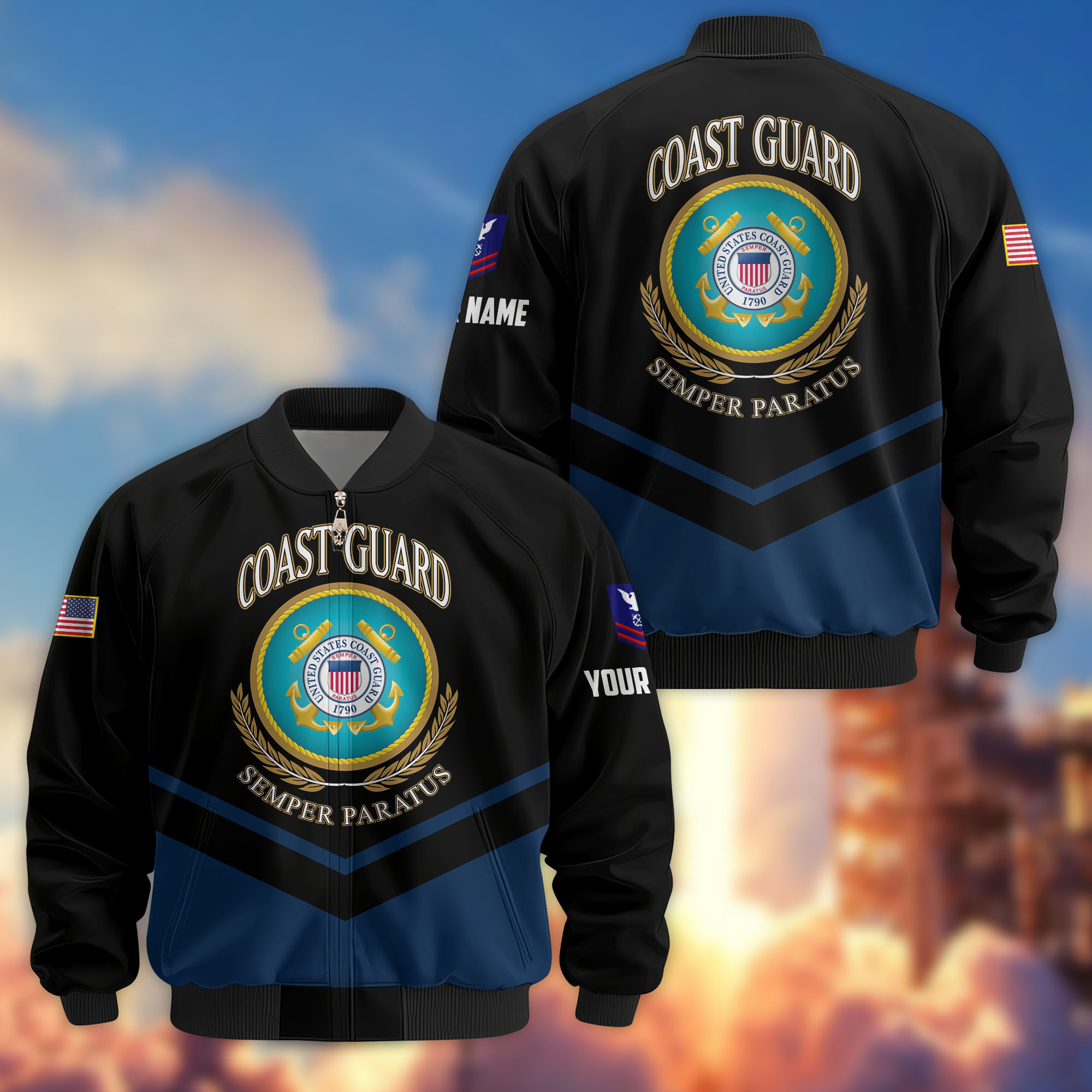 Premium Custom USCG Veteran Bomber Jacket VPVC806705, Gifts For Coast Guard Veteran, Gifts On Father’s Day, Veterans Day