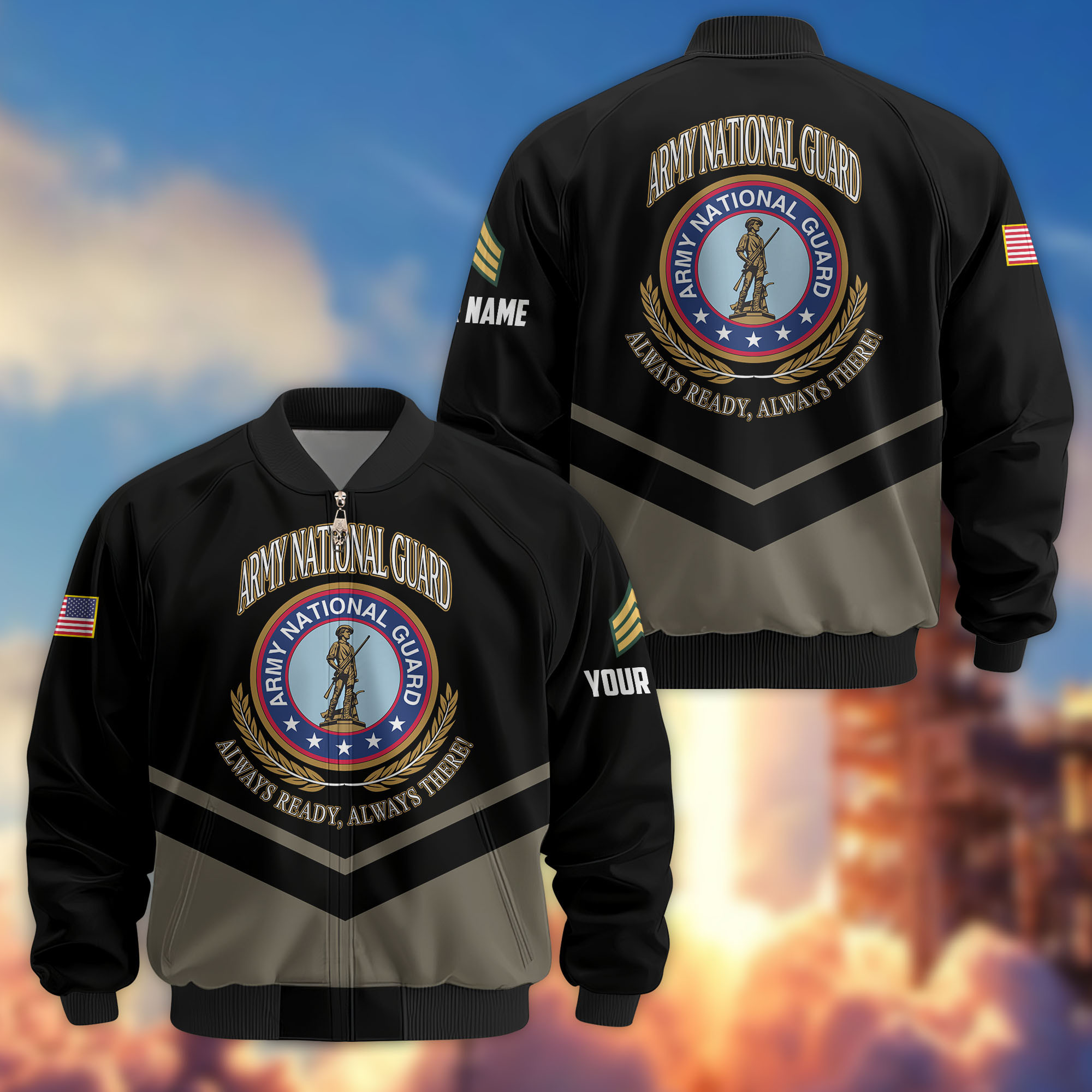 Premium Custom US Army National Guard Veteran Bomber Jacket VPVC806708, Gifts For Army National Guard Veteran, Gifts On Father’s Day, Veterans Day