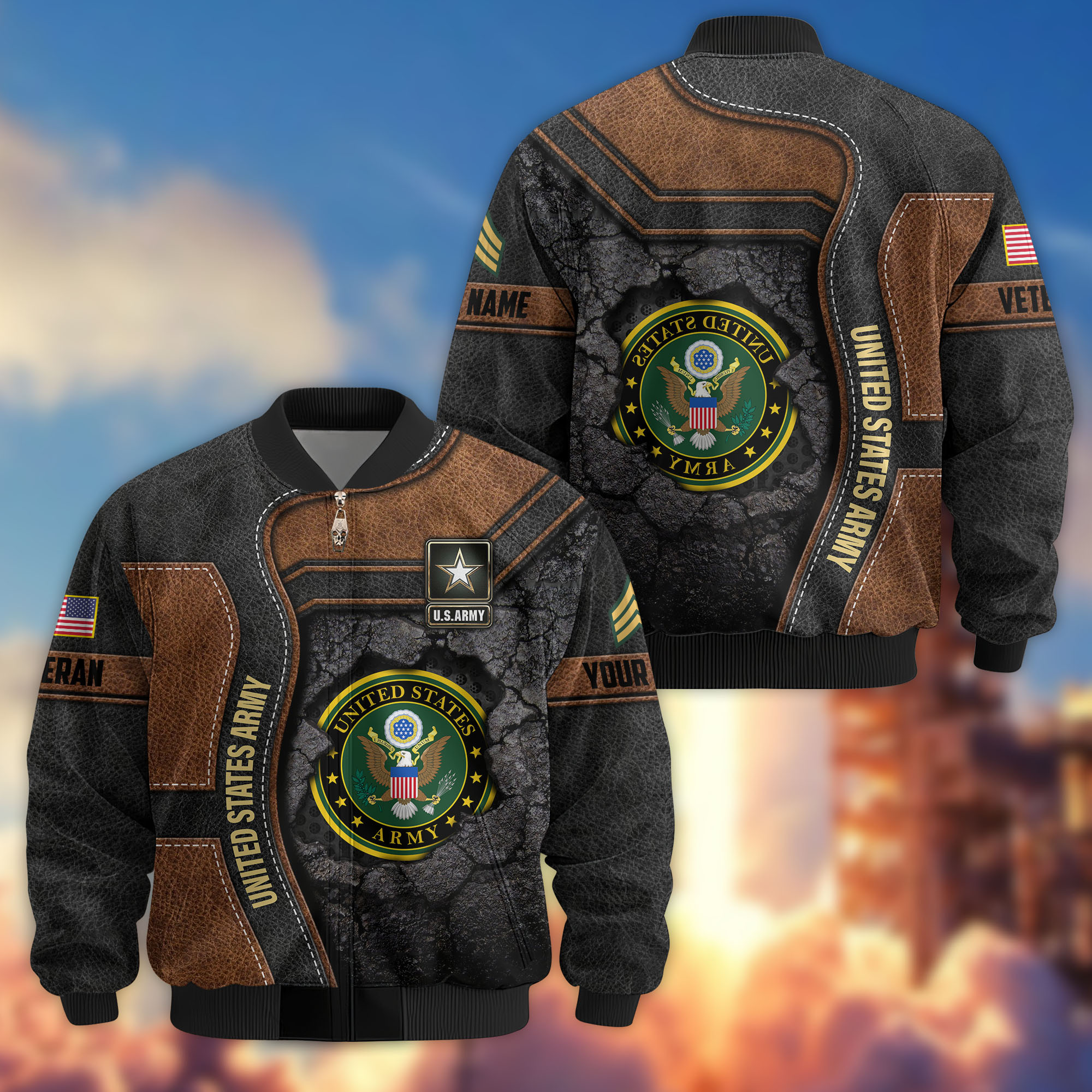 Premium Custom US Army Veteran Bomber Jacket VPVC806801, Gifts For US Army Veteran, Gifts On Father’s Day, Veterans Day