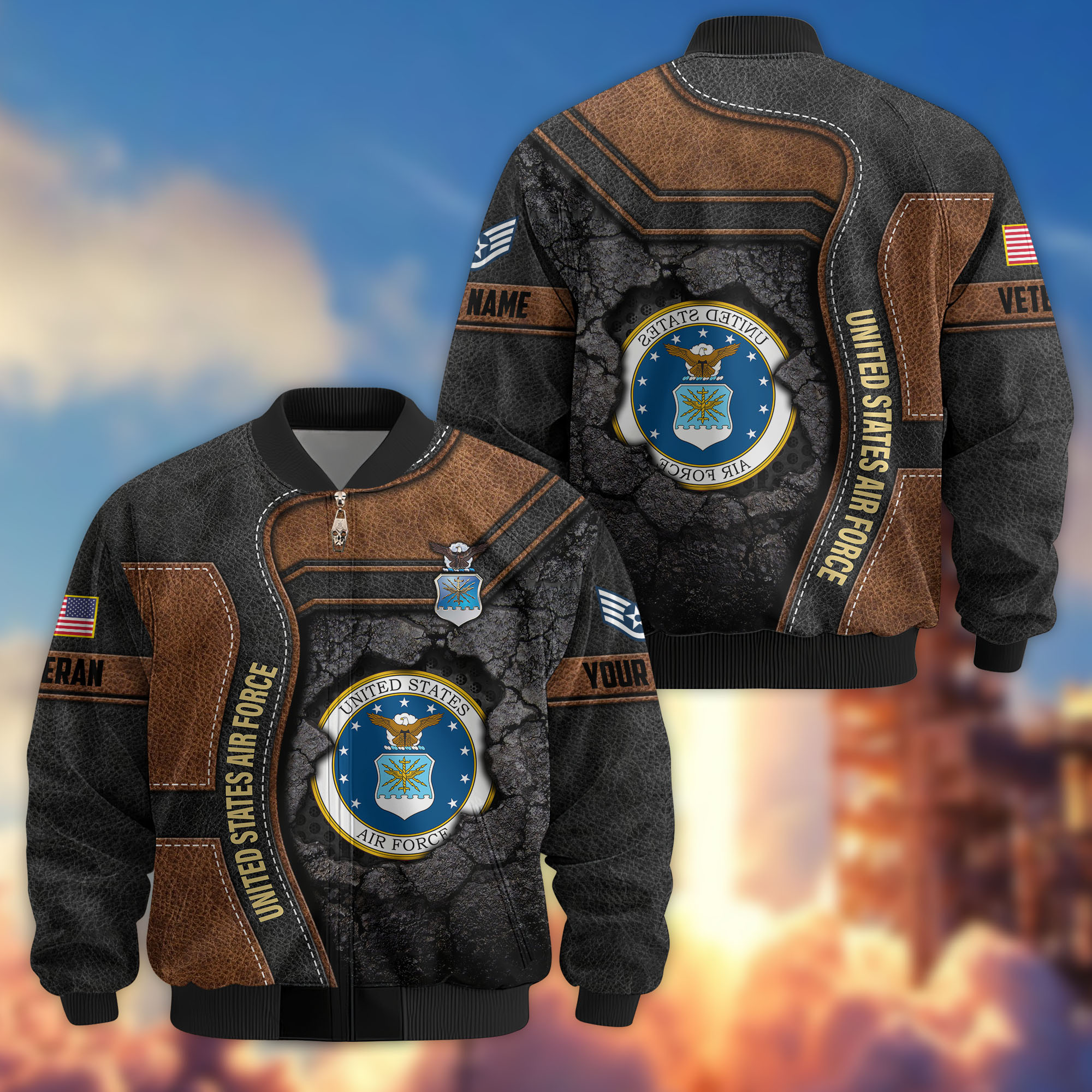 Premium Custom USAF Veteran Bomber Jacket VPVC806804, Gifts For US Air Force Veteran, Gifts On Father’s Day, Veterans Day