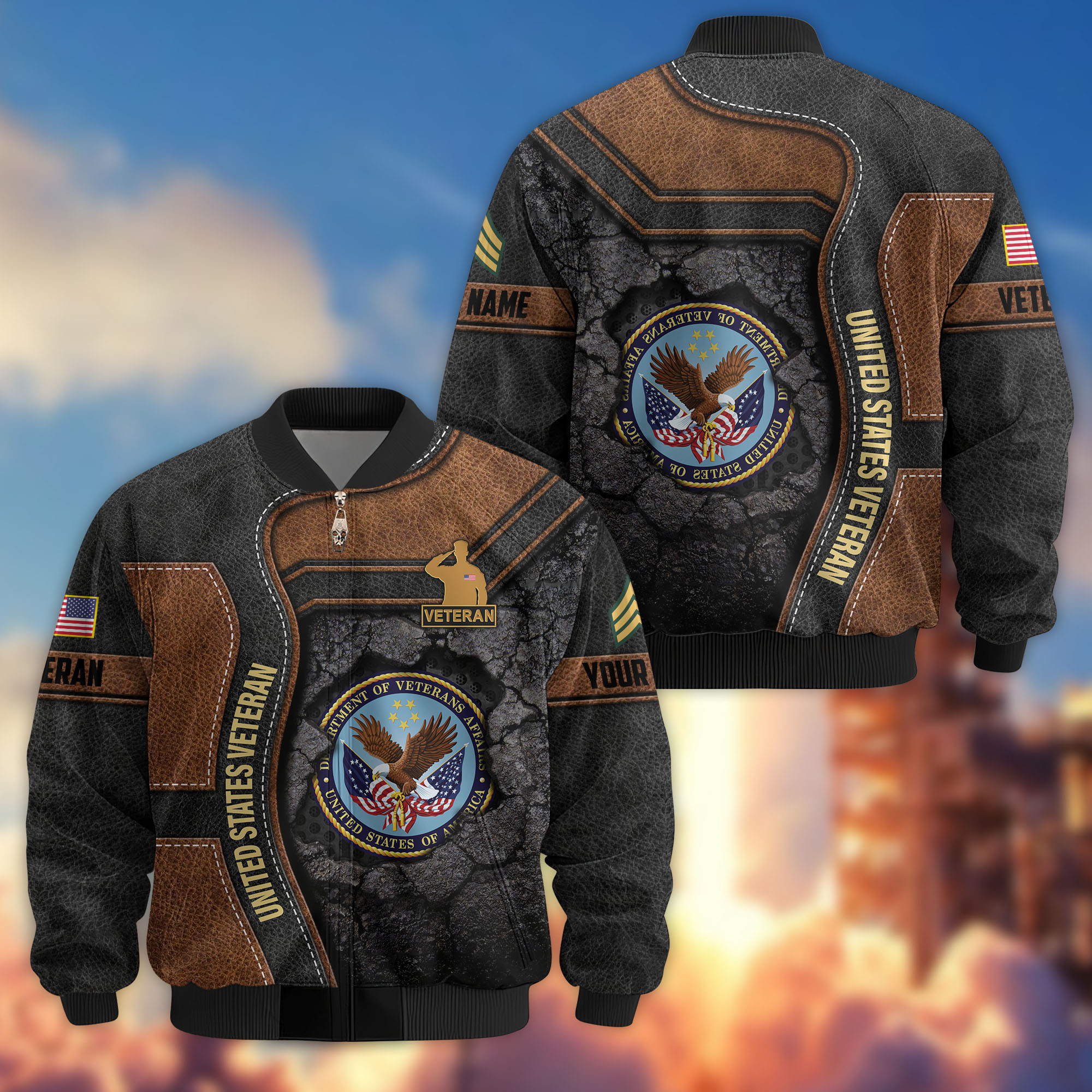 Premium Custom US Veteran Bomber Jacket VPVC806807, Gifts For US Veteran, Gifts On Father’s Day, Veterans Day