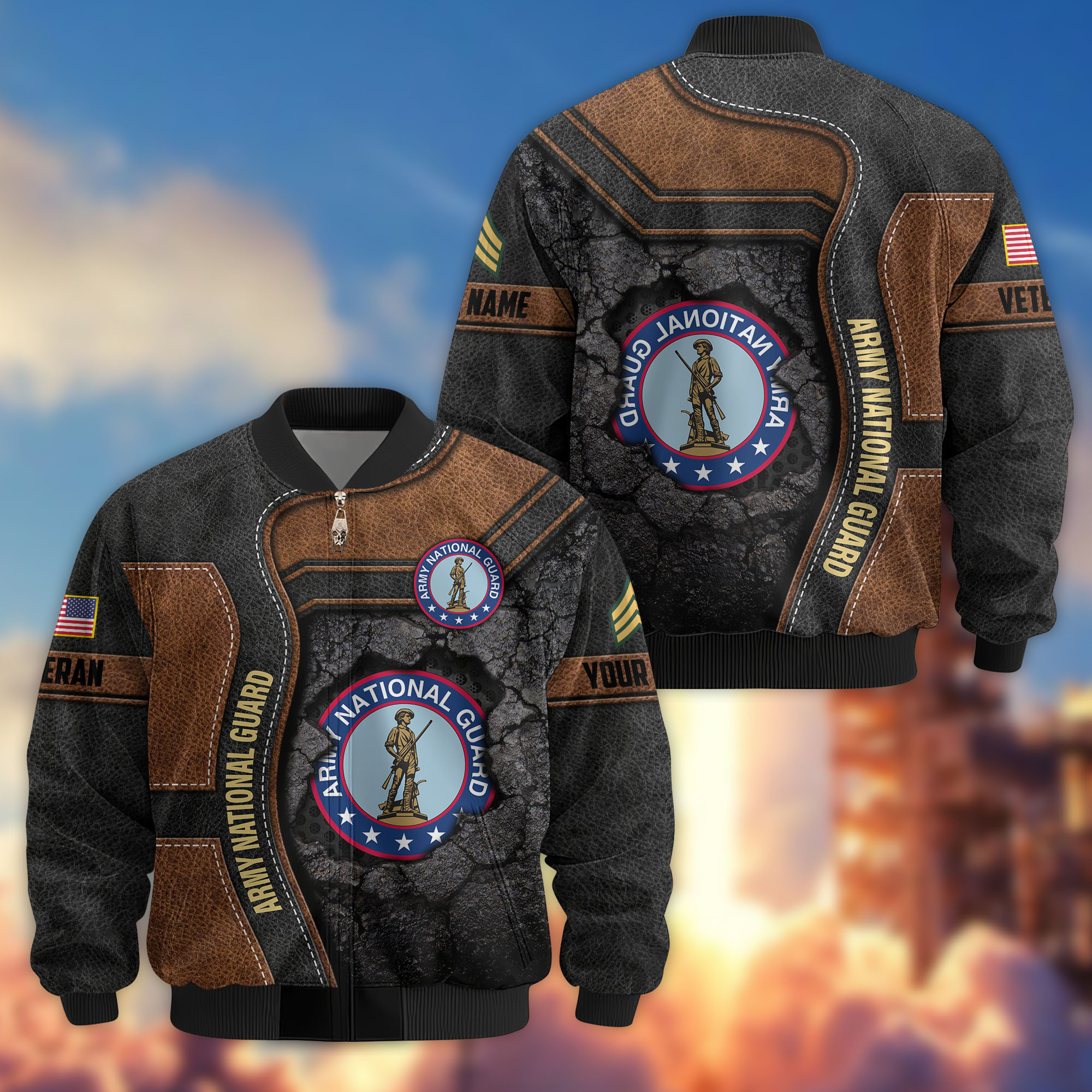 Premium Custom US Army National Guard Veteran Bomber Jacket VPVC806808, Gifts For Army National Guard Veteran, Gifts On Father’s Day, Veterans Day