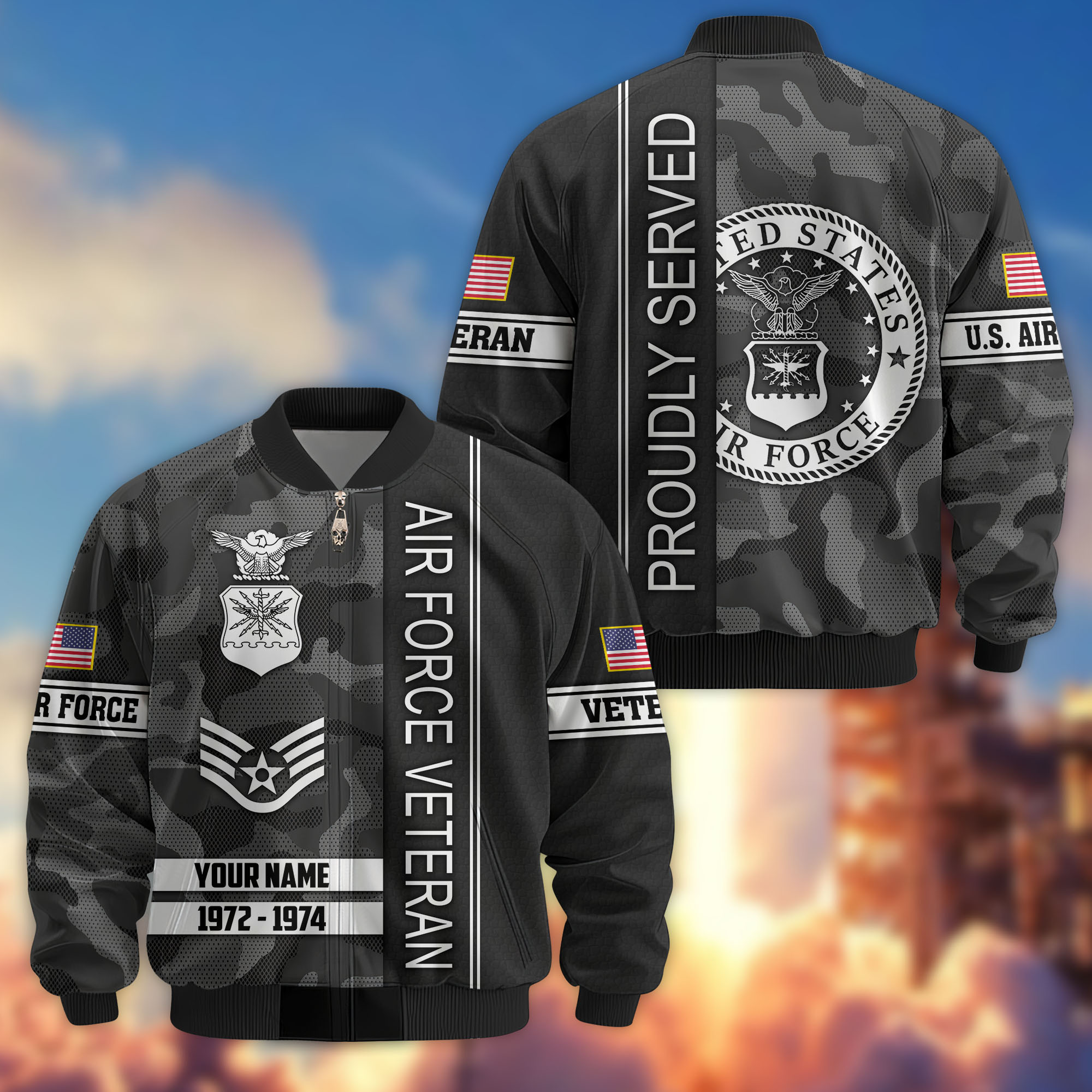 Premium Custom USAF Veteran Bomber Jacket VPVC806904, Gifts For US Air Force Veteran, Gifts On Father’s Day, Veterans Day