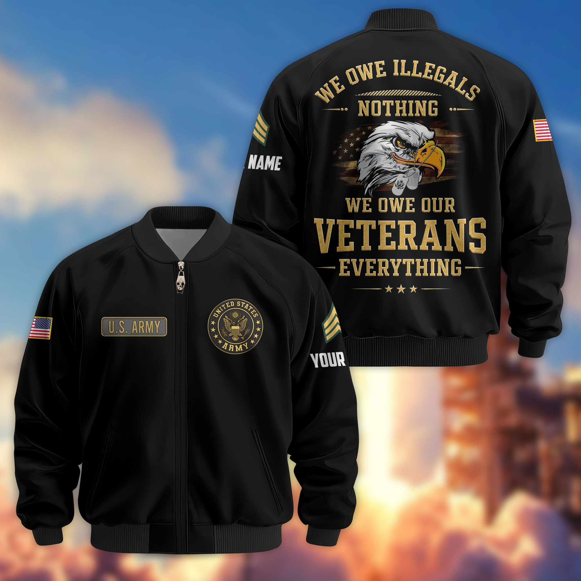 Premium Custom US Army Veteran Bomber Jacket VPVC807001, Gifts For US Army Veteran, Gifts On Father’s Day, Veterans Day