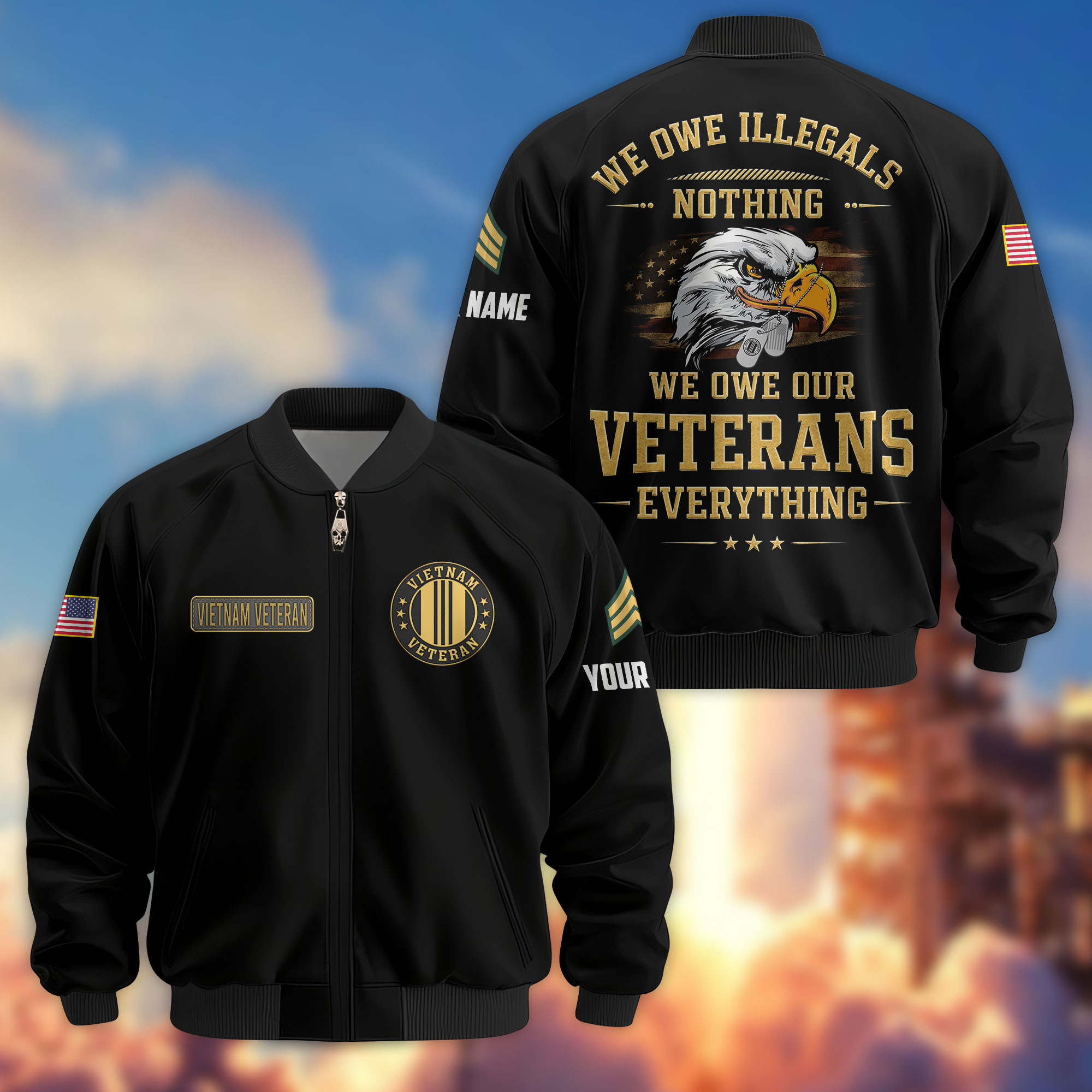 Premium Custom Vietnam Veteran Bomber Jacket VPVC807006, Gifts For Vietnam Veteran, Gifts On Father’s Day, Veterans Day