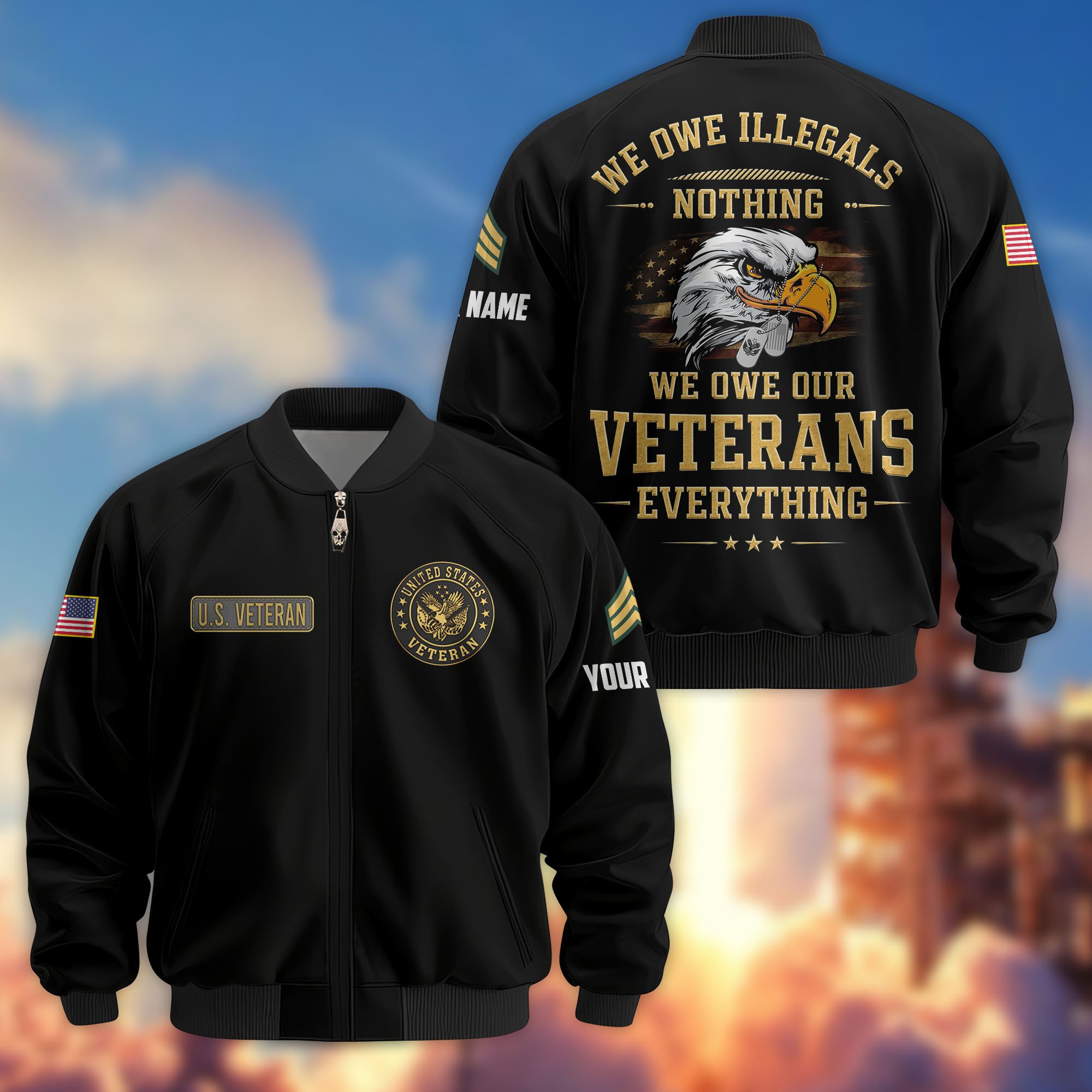 Premium Custom US Veteran Bomber Jacket VPVC807007, Gifts For US Veteran, Gifts On Father’s Day, Veterans Day