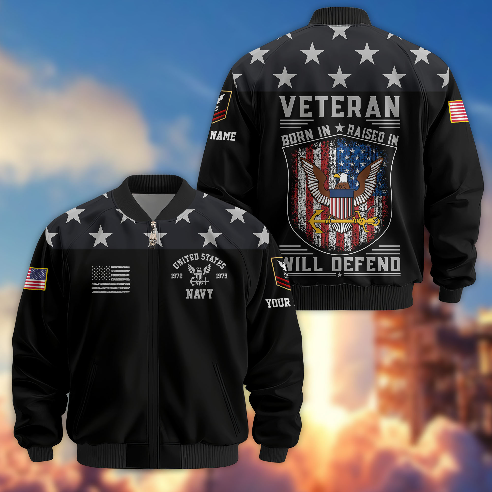 Premium Custom US Navy Veteran Bomber Jacket VPVC807102, Gifts For US Navy Veteran, Gifts On Father’s Day, Veterans Day