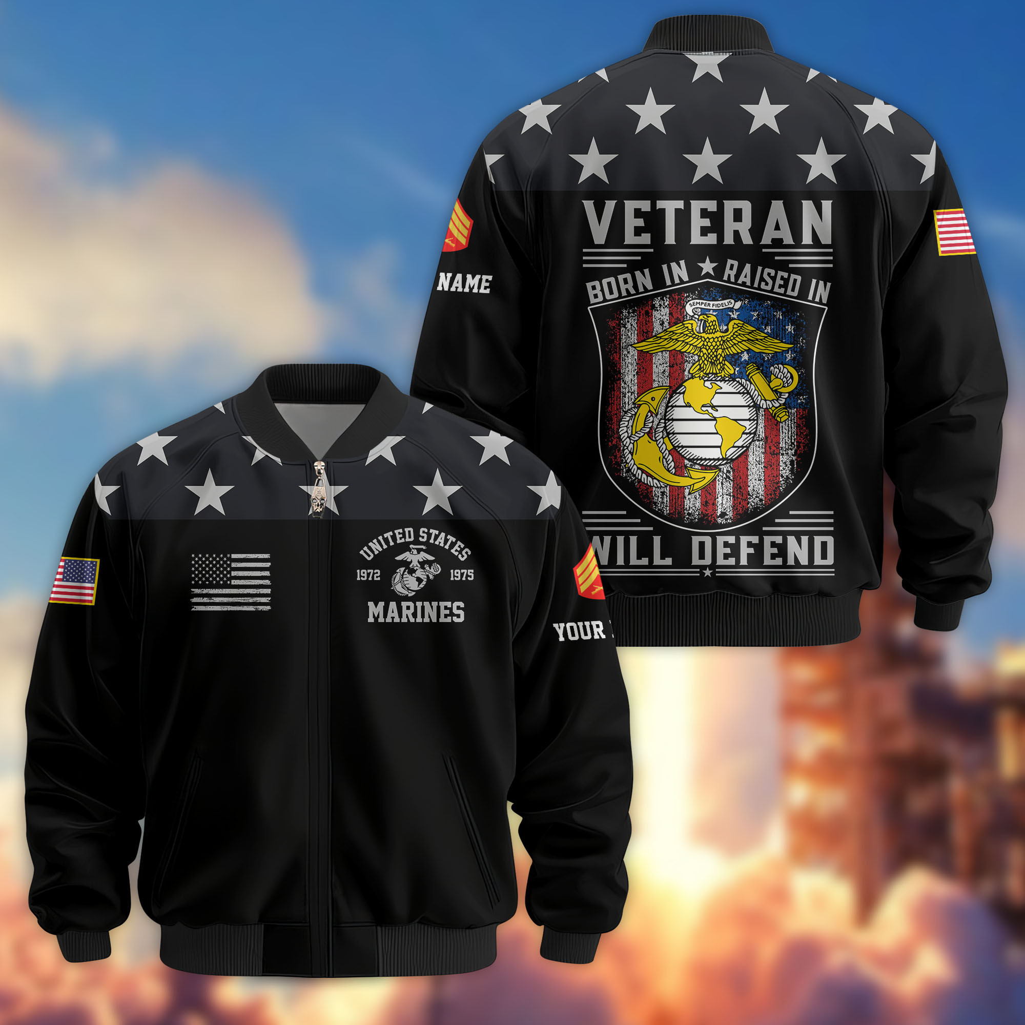 Premium Custom USMC Veteran Bomber Jacket VPVC807103, Gifts For US Marine Veteran, Gifts On Father’s Day, Veterans Day