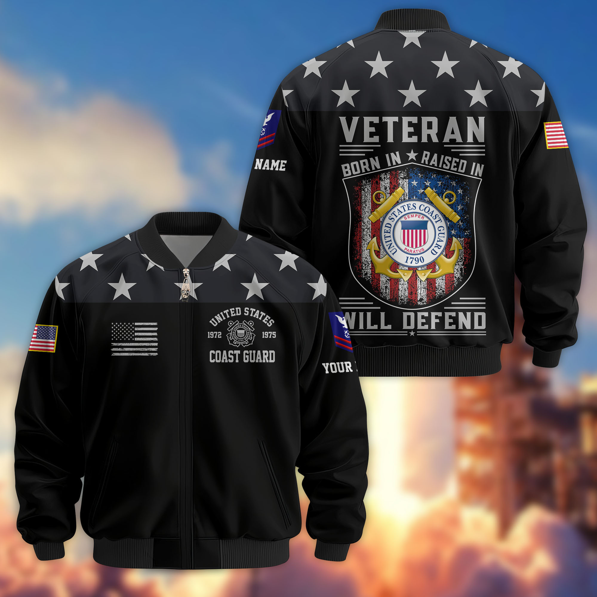 Premium Custom USCG Veteran Bomber Jacket VPVC807105, Gifts For Coast Guard Veteran, Gifts On Father’s Day, Veterans Day