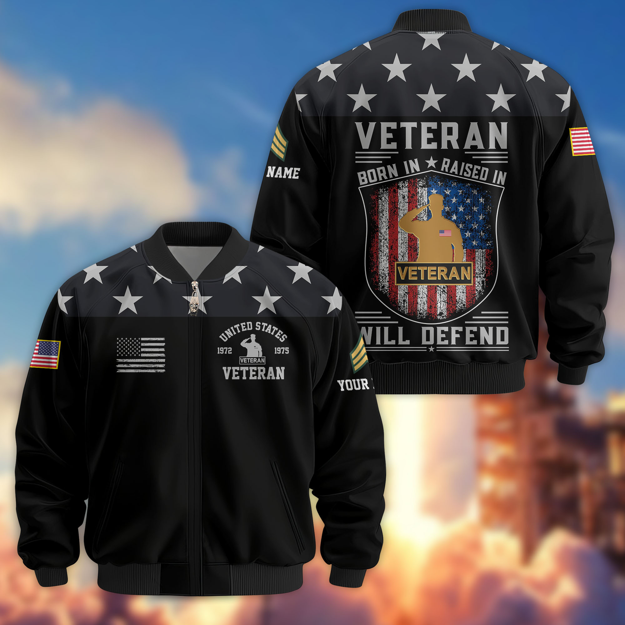 Premium Custom US Veteran Bomber Jacket VPVC807107, Gifts For US Veteran, Gifts On Father’s Day, Veterans Day