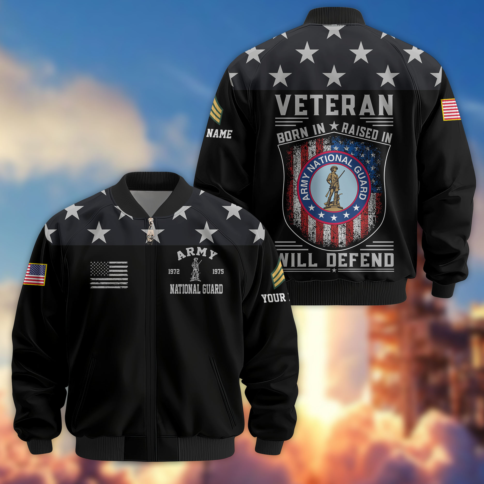 Premium Custom US Army National Guard Veteran Bomber Jacket VPVC807108, Gifts For Army National Guard Veteran, Gifts On Father’s Day, Veterans Day