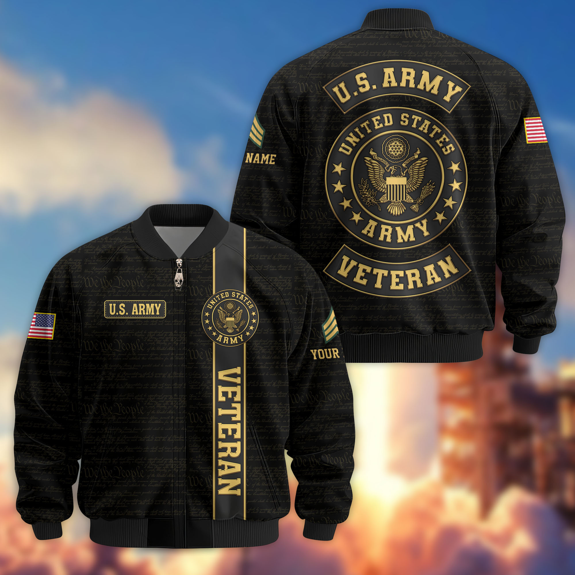 Premium Custom US Army Veteran Bomber Jacket VPVC807201, Gifts For US Army Veteran, Gifts On Father’s Day, Veterans Day