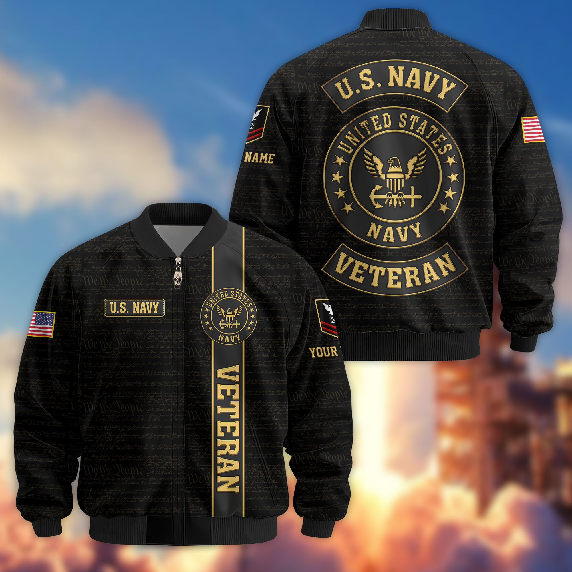 Premium Custom US Navy Veteran Bomber Jacket VPVC807202, Gifts For US Navy Veteran, Gifts On Father’s Day, Veterans Day