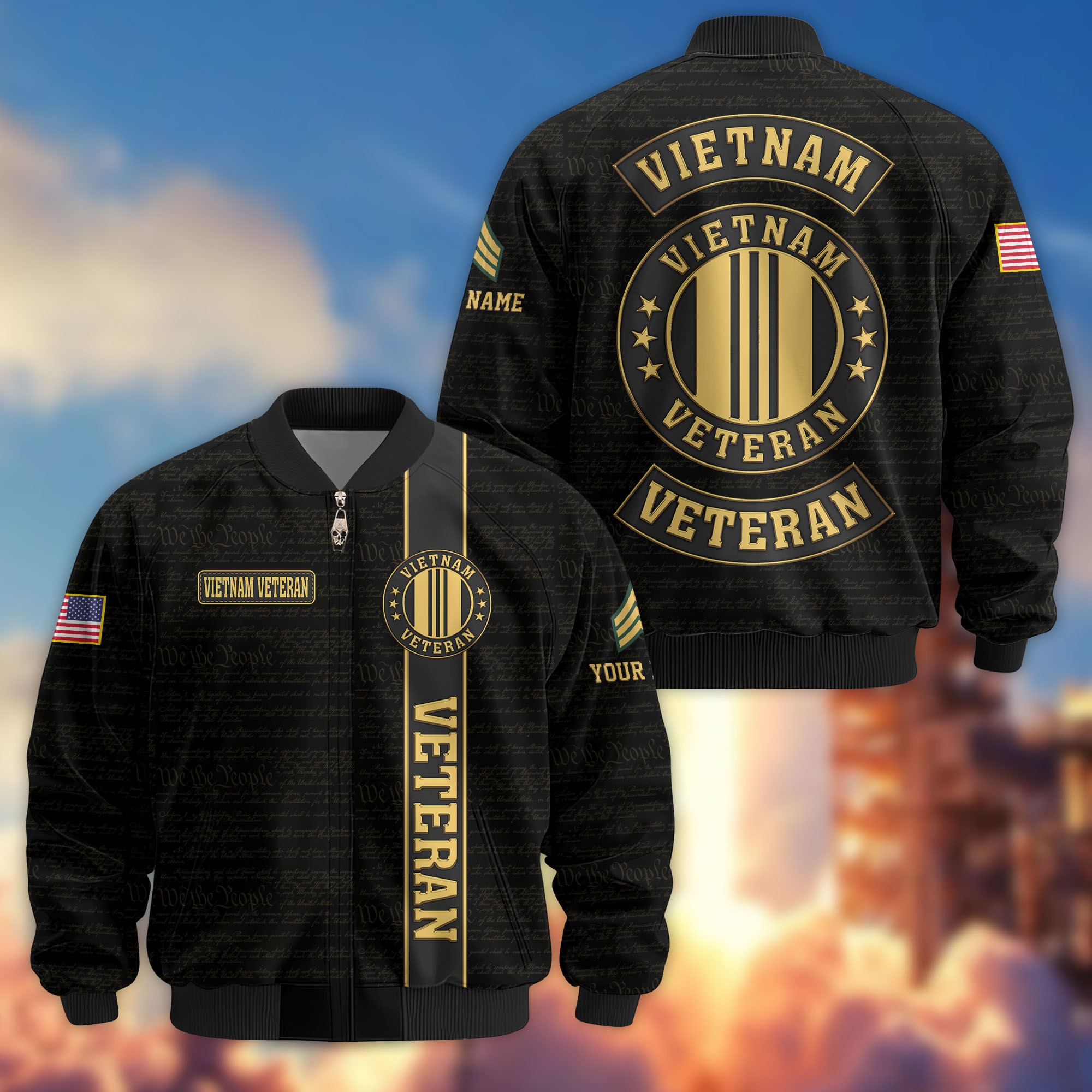 Premium Custom Vietnam Veteran Bomber Jacket VPVC807206, Gifts For Vietnam Veteran, Gifts On Father’s Day, Veterans Day