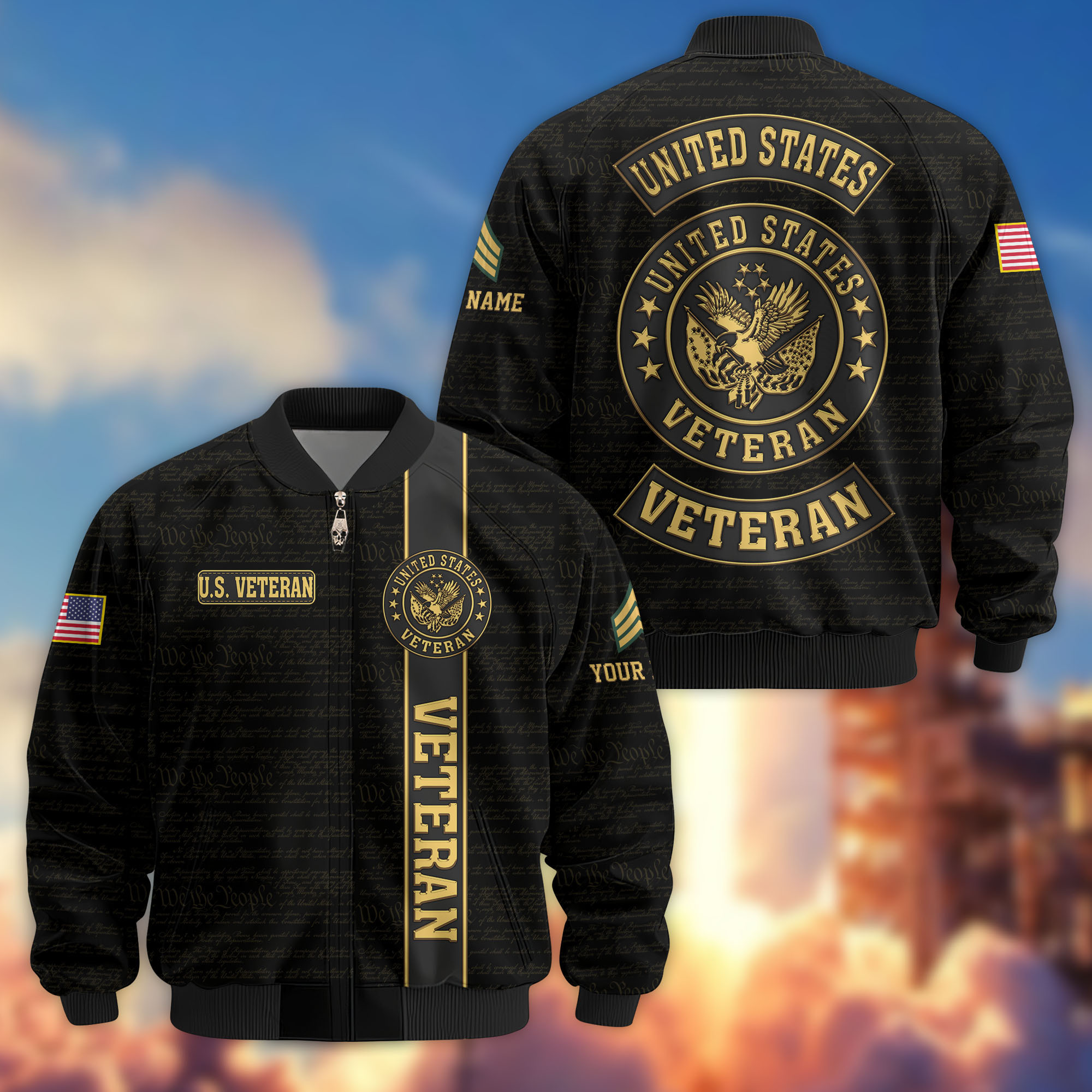 Premium Custom US Veteran Bomber Jacket VPVC807207, Gifts For US Veteran, Gifts On Father’s Day, Veterans Day