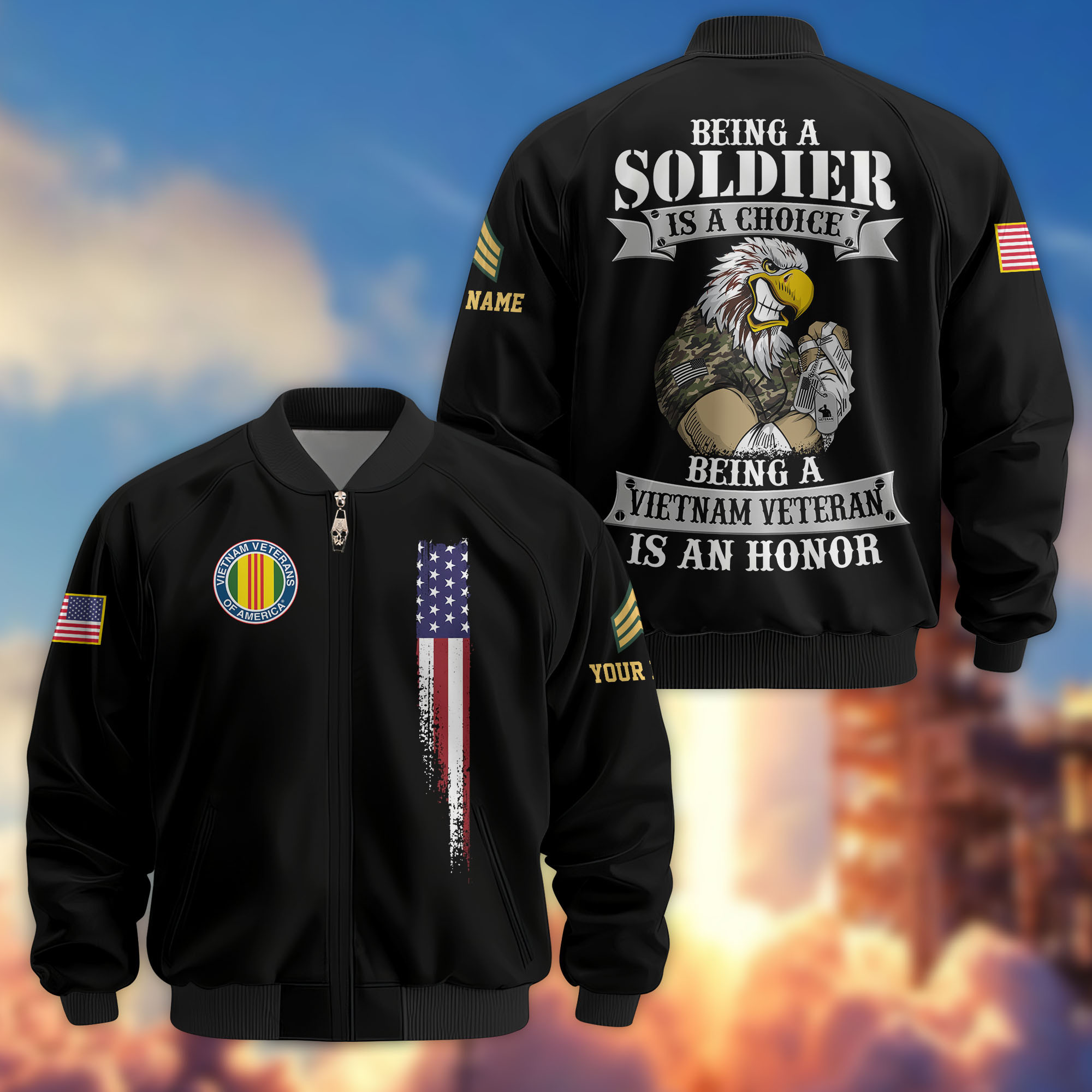 Premium Custom Vietnam Veteran Bomber Jacket VPVC807306, Gifts For Vietnam Veteran, Gifts On Father’s Day, Veterans Day
