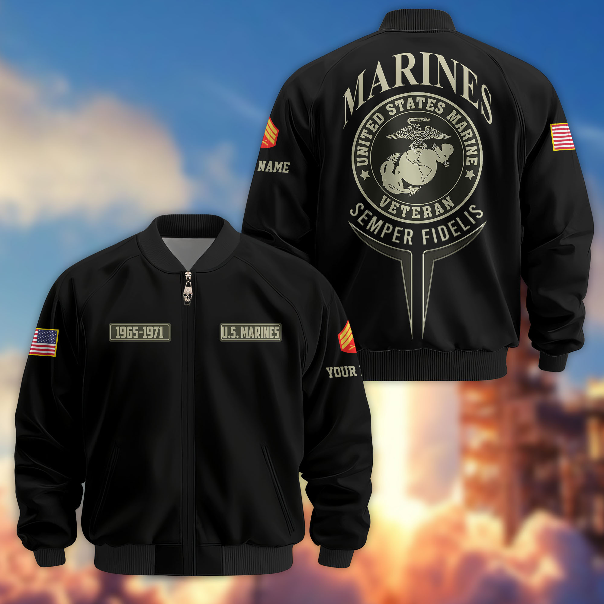Premium Custom USMC Veteran Bomber Jacket VPVC807403, Gifts For US Marine Veteran, Gifts On Father’s Day, Veterans Day