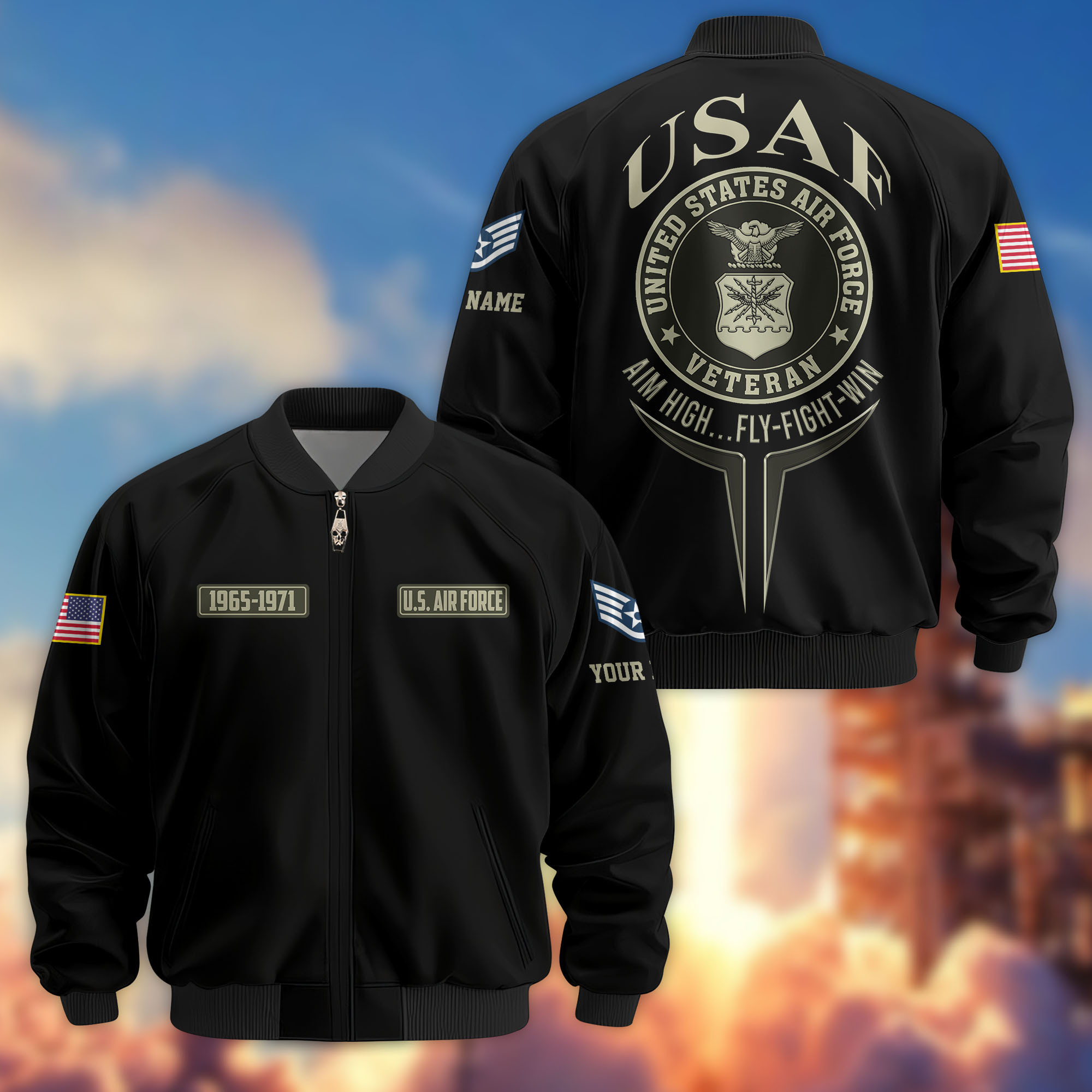 Premium Custom USAF Veteran Bomber Jacket VPVC807404, Gifts For US Air Force Veteran, Gifts On Father’s Day, Veterans Day