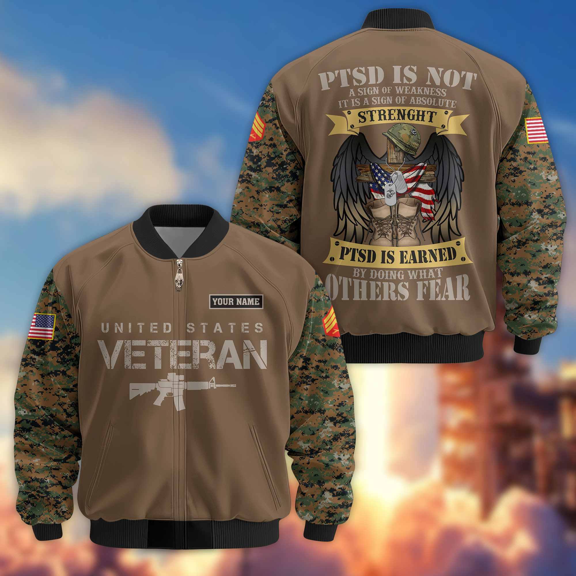 Premium Custom USMC Veteran Bomber Jacket VPVC807503, Gifts For US Marine Veteran, Gifts On Father’s Day, Veterans Day