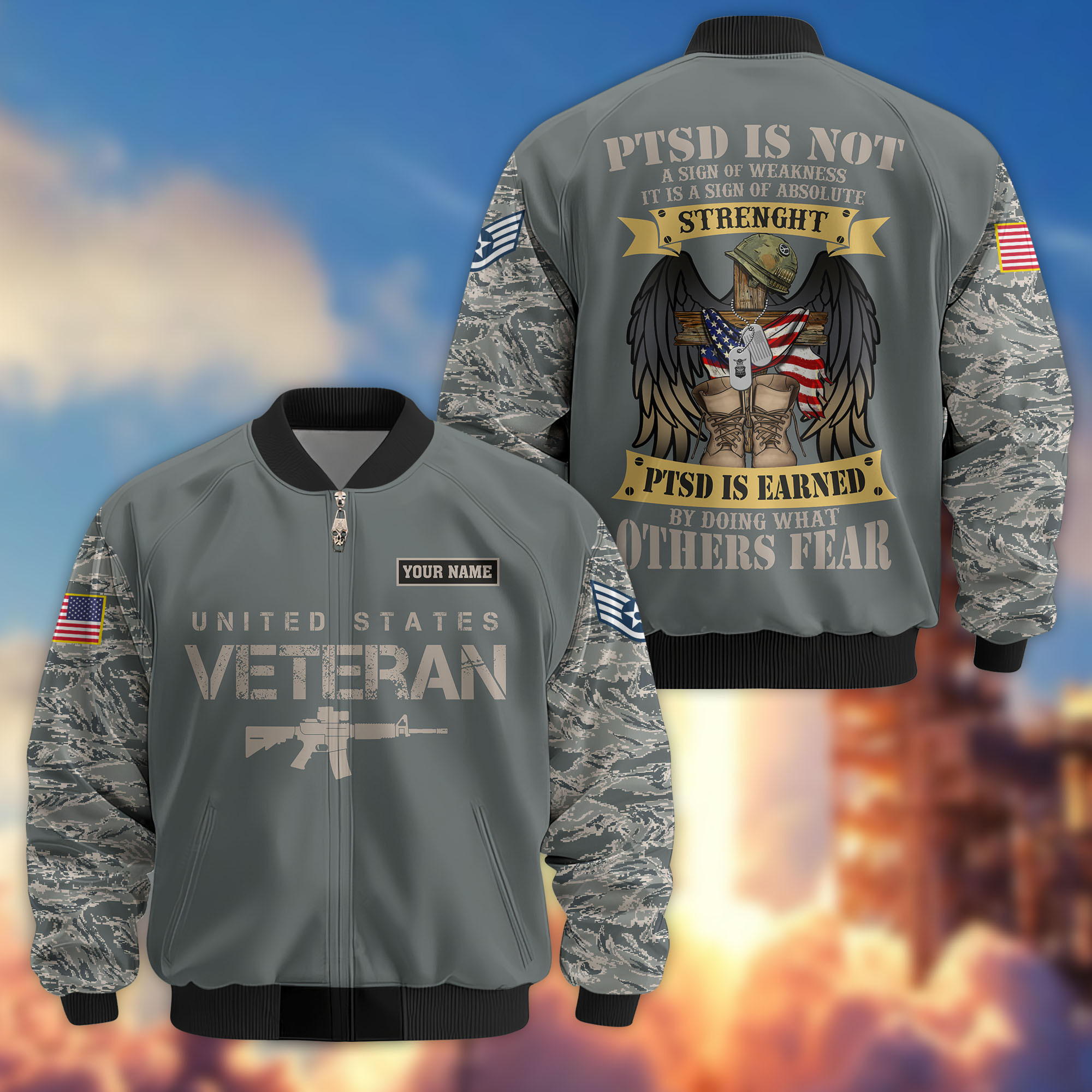 Premium Custom USAF Veteran Bomber Jacket VPVC807504, Gifts For US Air Force Veteran, Gifts On Father’s Day, Veterans Day