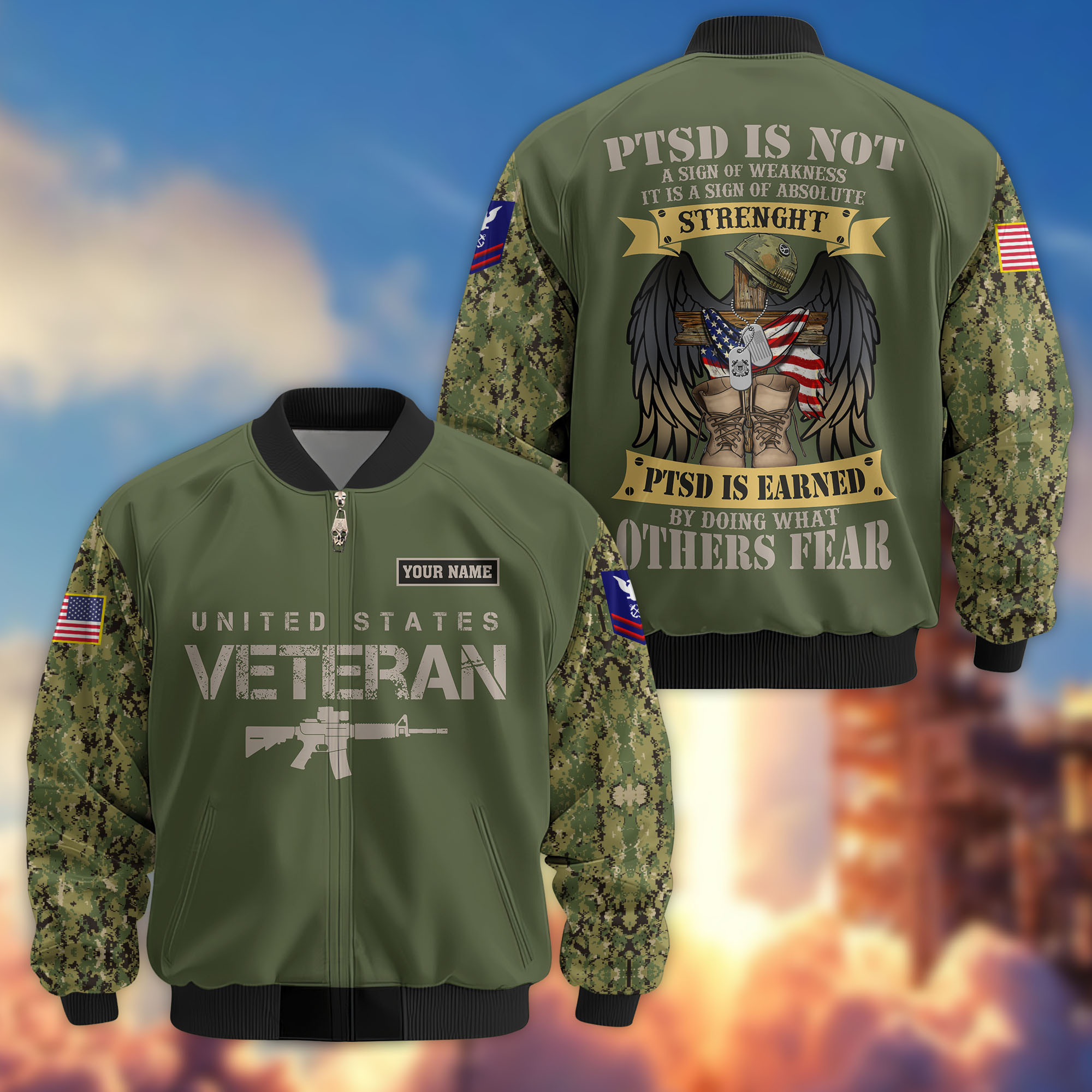 Premium Custom USCG Veteran Bomber Jacket VPVC807505, Gifts For Coast Guard Veteran, Gifts On Father’s Day, Veterans Day