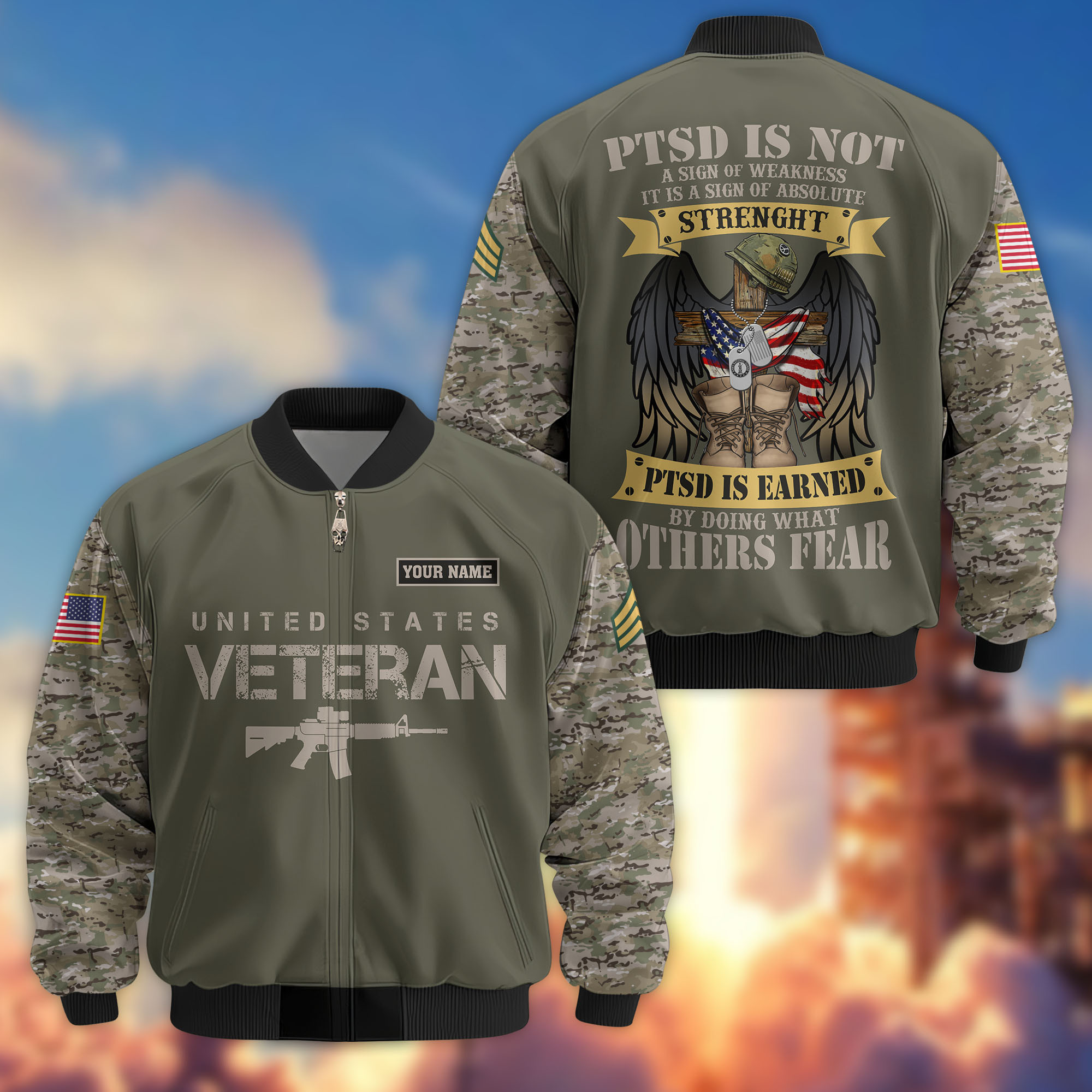 Premium Custom US Army National Guard Veteran Bomber Jacket VPVC807508, Gifts For Army National Guard Veteran, Gifts On Father’s Day, Veterans Day