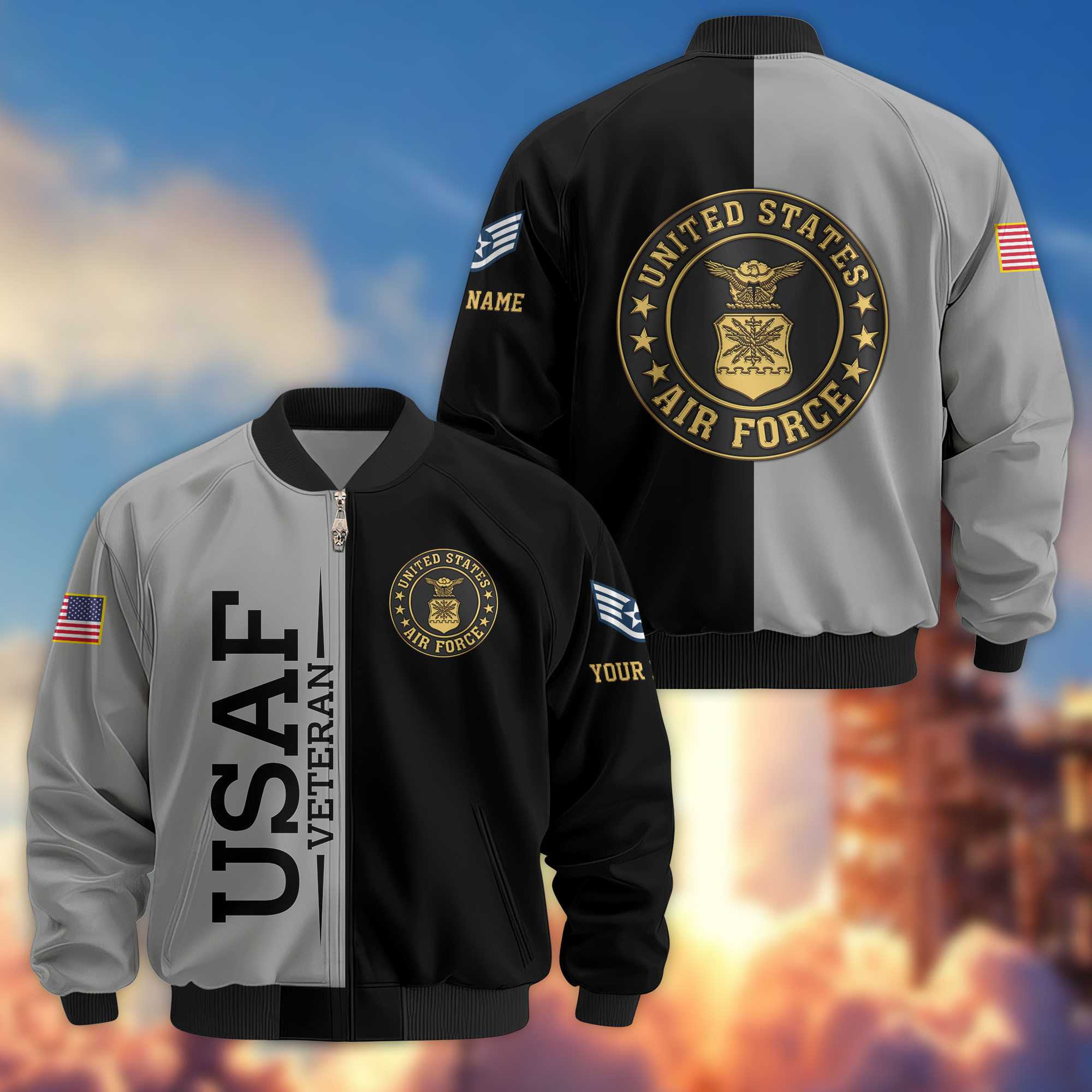 Premium Custom USAF Veteran Bomber Jacket VPVC807604, Gifts For US Air Force Veteran, Gifts On Father’s Day, Veterans Day