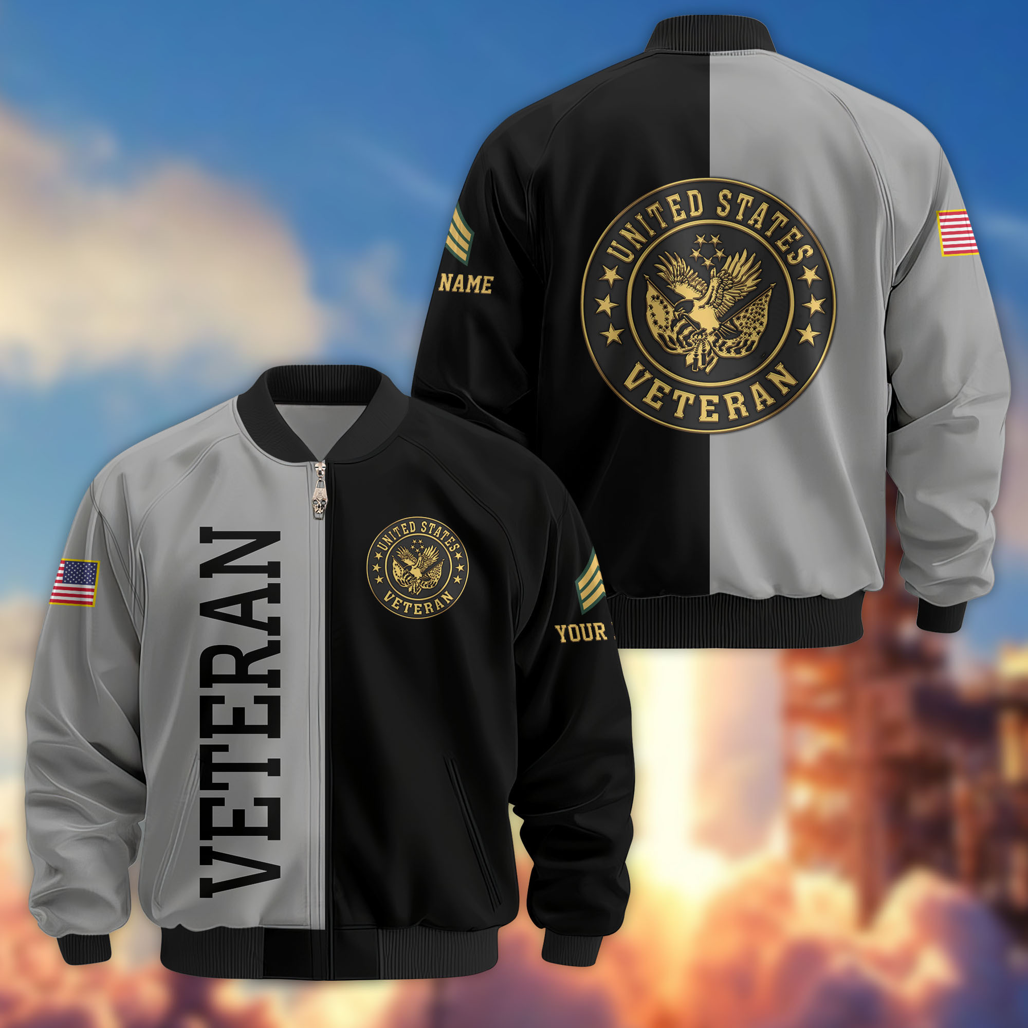 Premium Custom US Veteran Bomber Jacket VPVC807607, Gifts For US Veteran, Gifts On Father’s Day, Veterans Day