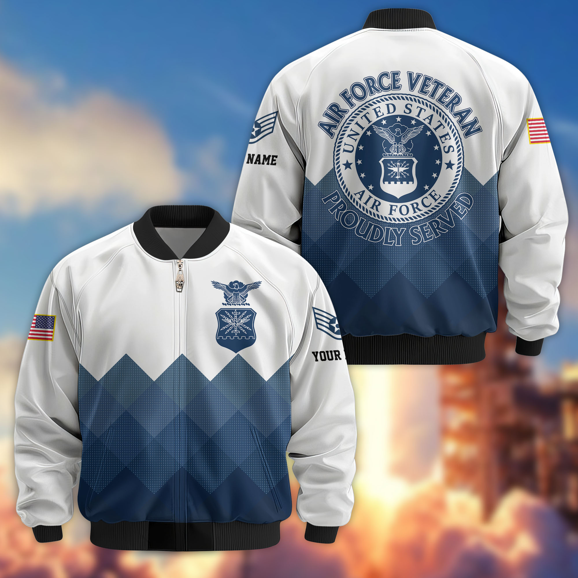 Premium Custom USAF Veteran Bomber Jacket VPVC807704, Gifts For US Air Force Veteran, Gifts On Father’s Day, Veterans Day