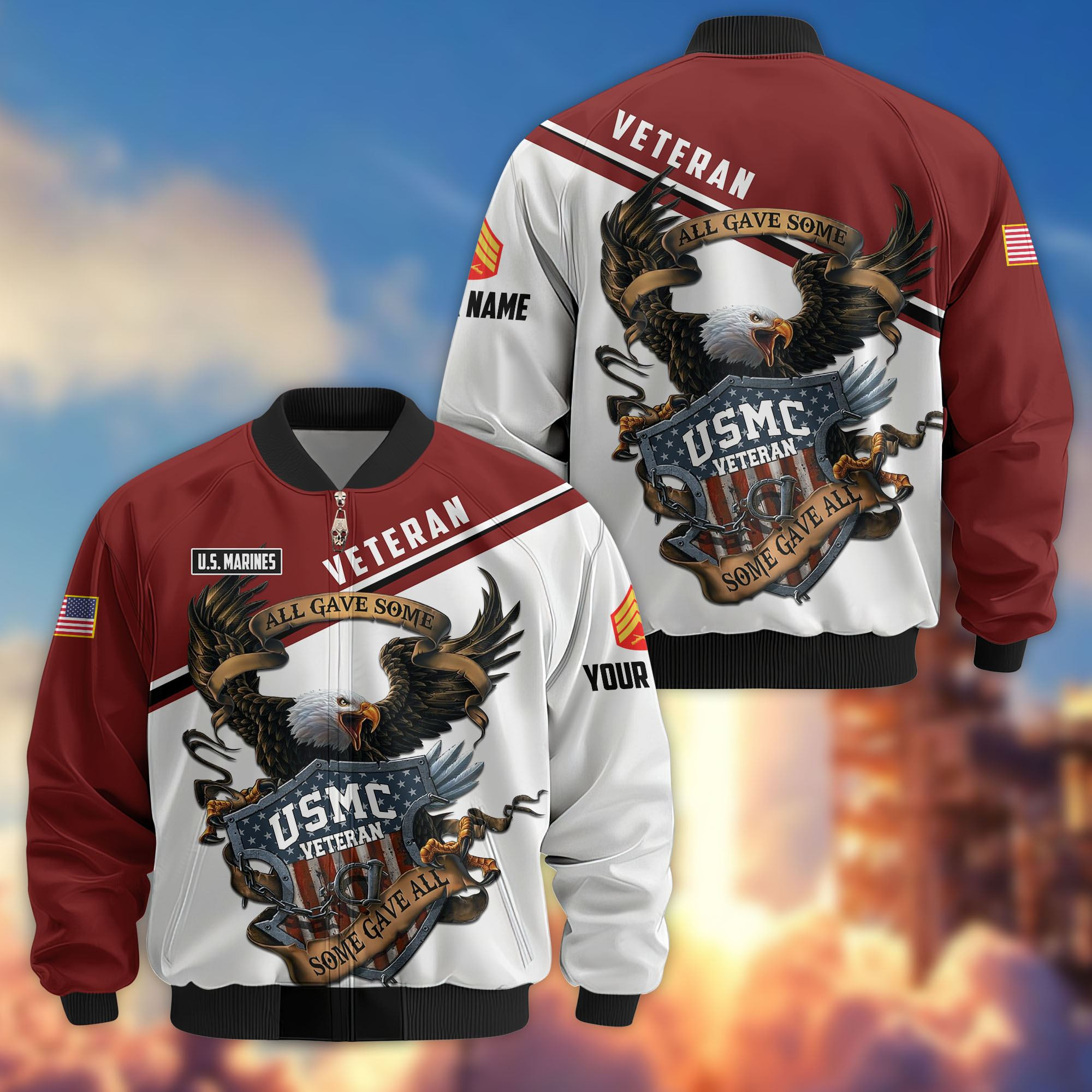 Premium Custom USMC Veteran Bomber Jacket VPVC806603, Gifts For US Marine Veteran, Gifts On Father’s Day, Veterans Day