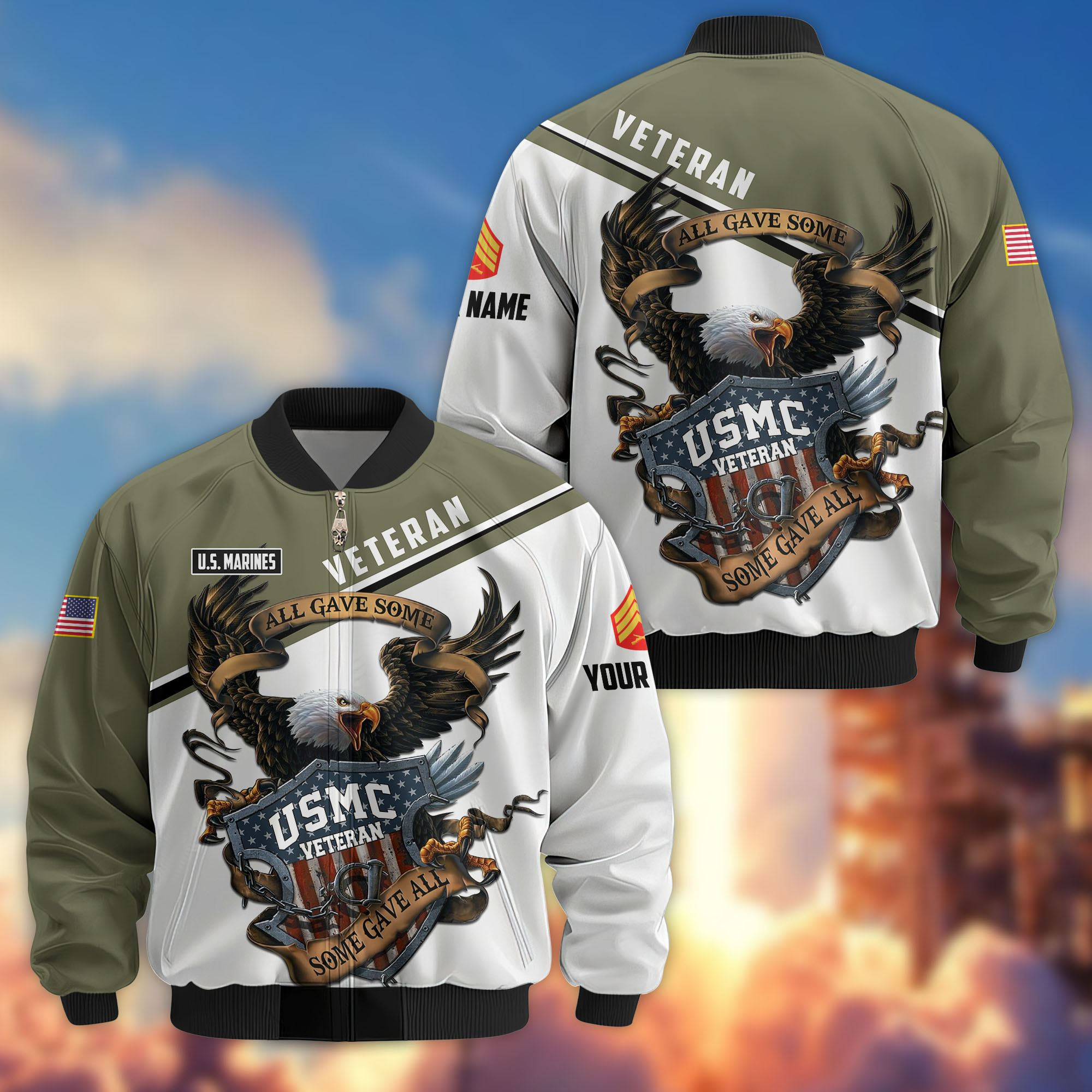 Premium Custom USMC Veteran Bomber Jacket VPVC806611, Gifts For US Marine Veteran, Gifts On Father’s Day, Veterans Day