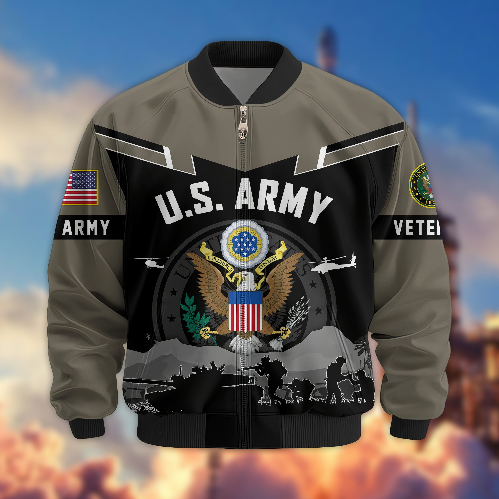 Premium US Veterans Bomber Jacket BPHN260911, Gifts For US Veterans, Gifts On Father’s Day, Veterans Day