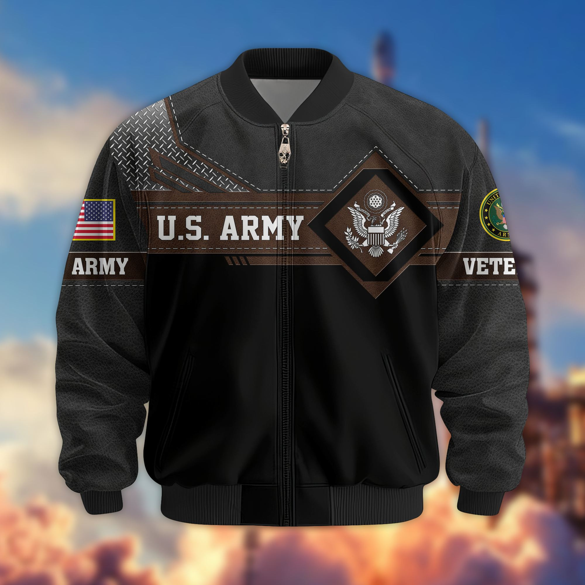 Premium US Veterans Bomber Jacket BPHN040914, Gifts For US Veterans, Gifts On Father’s Day, Veterans Day