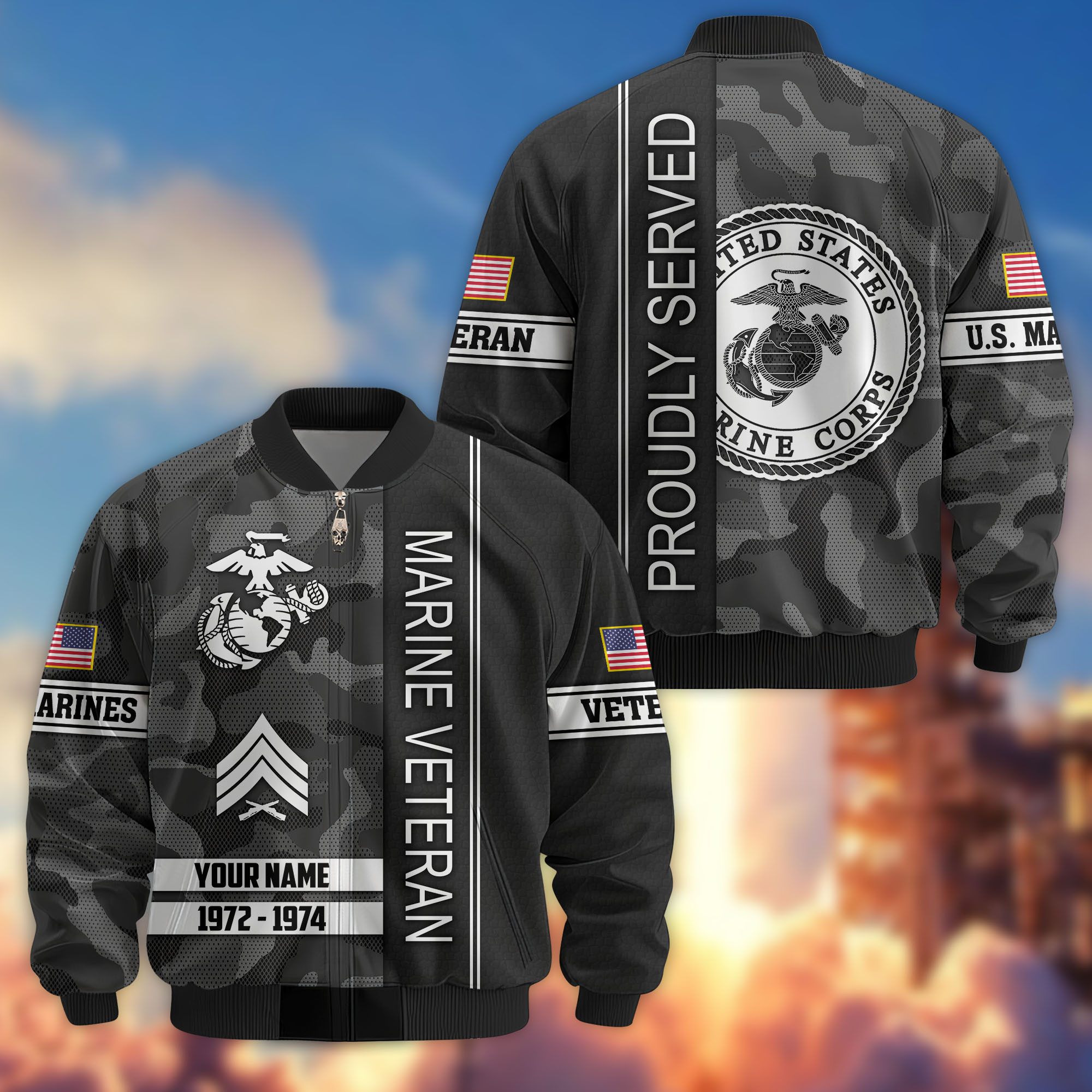 Premium Custom USMC Veteran Bomber Jacket VPVC806903, Gifts For US Marine Veteran, Gifts On Father’s Day, Veterans Day