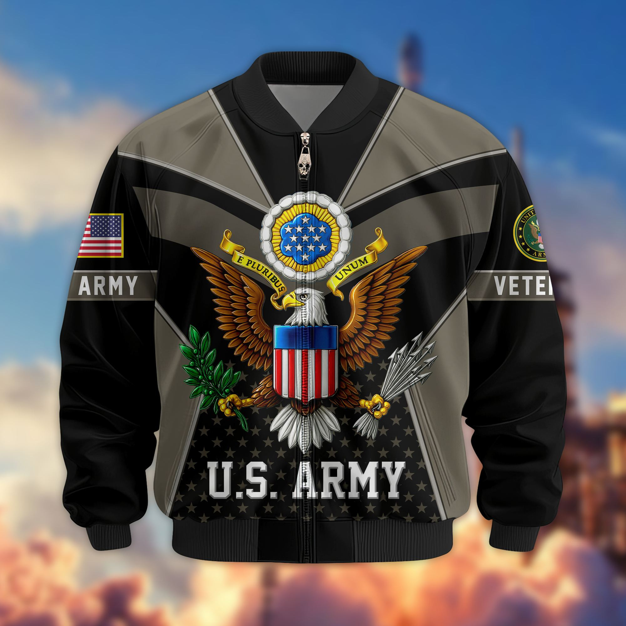 Premium US Veterans Bomber Jacket BPHN190813, Gifts For US Veterans, Gifts On Father’s Day, Veterans Day