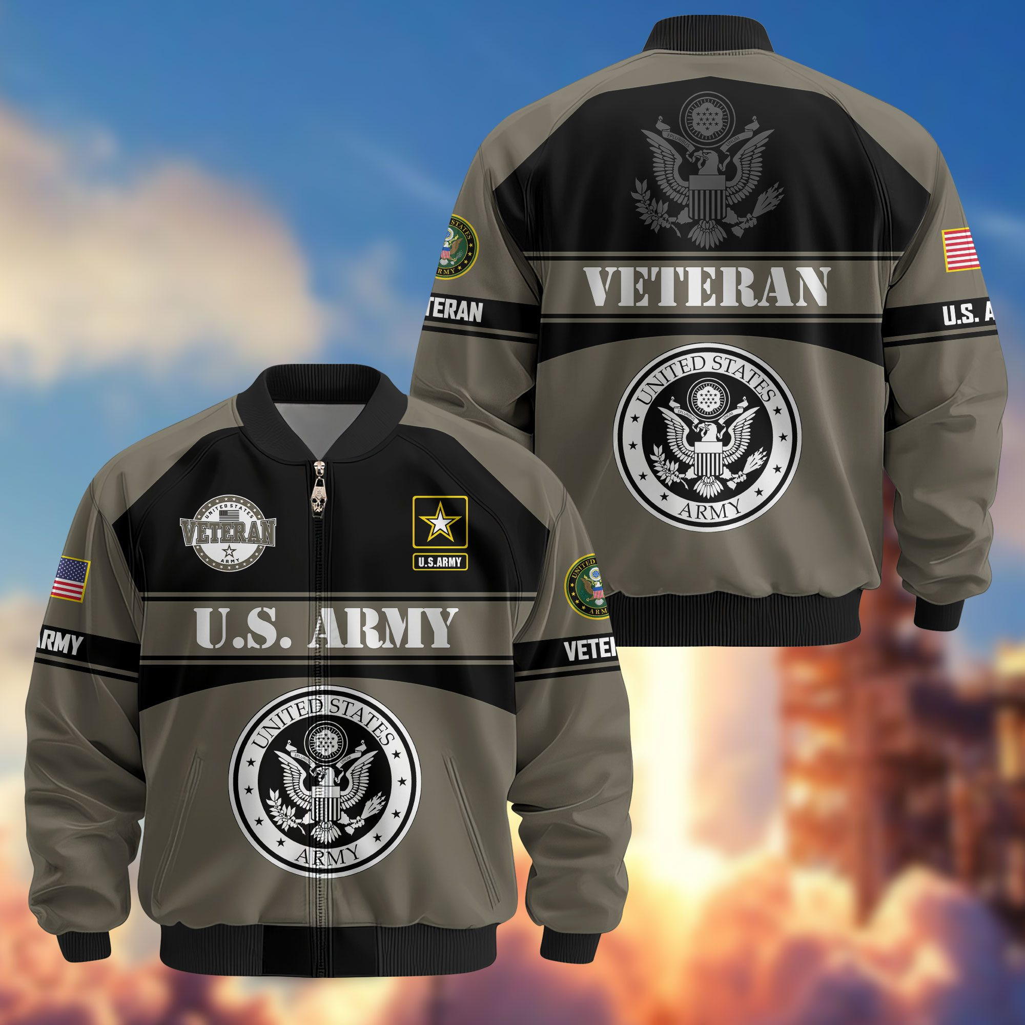 Premium US Veterans Bomber Jacket ATTN270821, Gifts For US Veterans, Gifts On Father’s Day, Veterans Day
