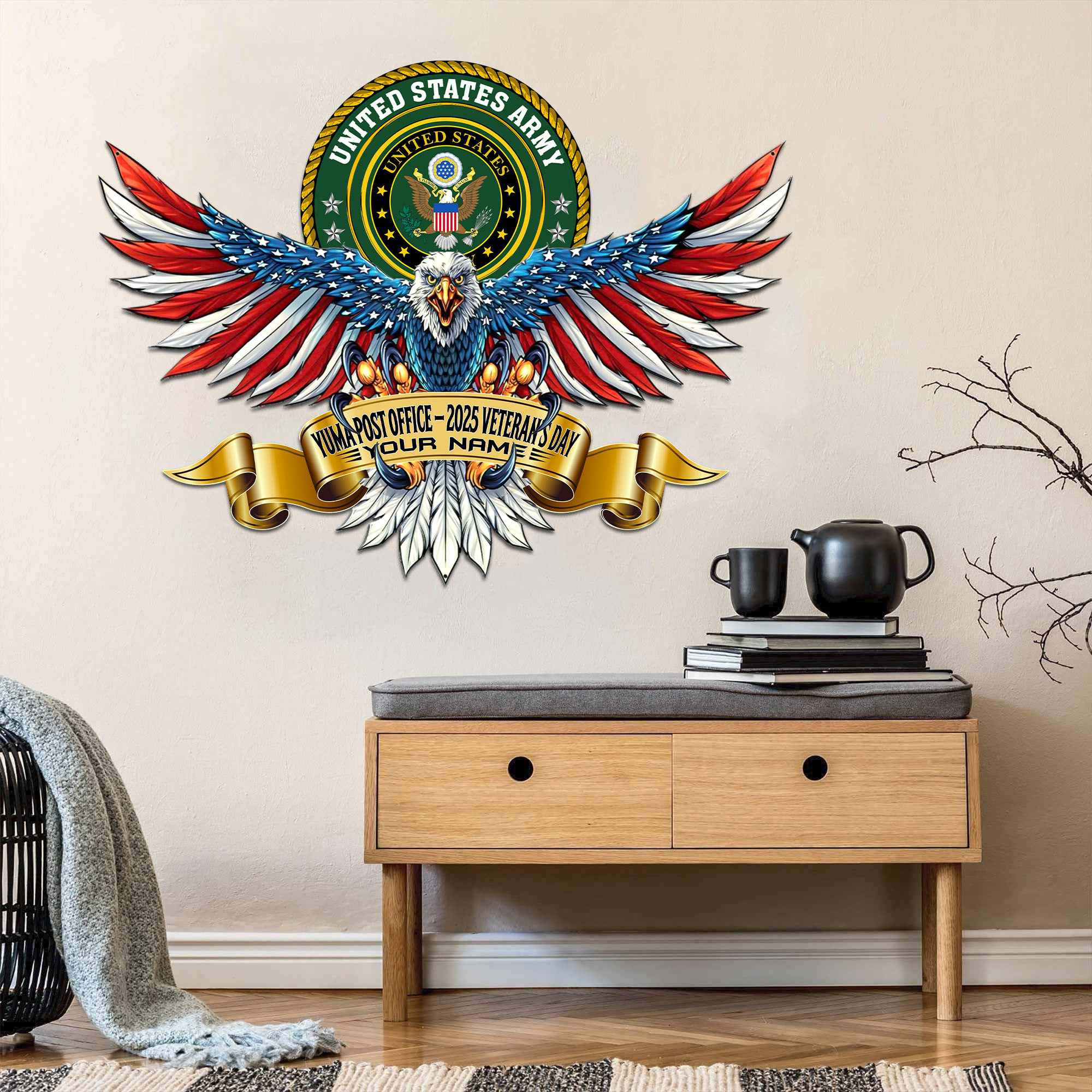Premium Personalized US Veterans Cut Metal Sign BPVC041010