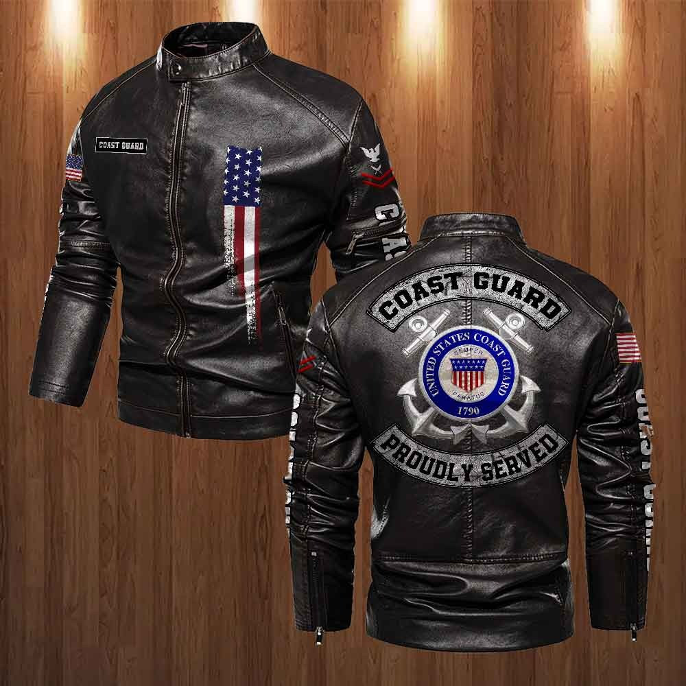 Premium USCG Leather Jacket VPVC702338, Gifts For Coast Guard Veteran, Gifts On Father’s Day, Veterans Day