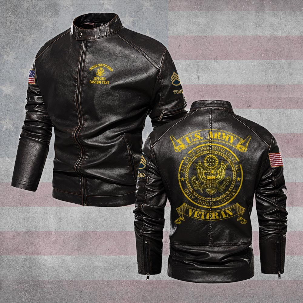 Premium Custom US Army Leather Jacket VPVC702339, Gifts For Army Veteran, Gifts On Father’s Day, Veterans Day