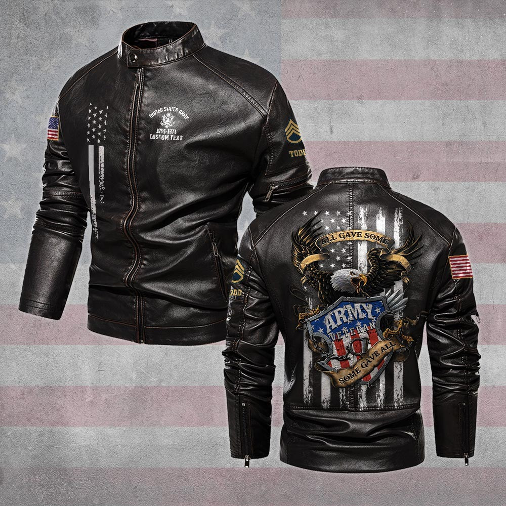 Premium Custom US Army Leather Jacket VPVC702340, Gifts For Army Veteran, Gifts On Father’s Day, Veterans Day