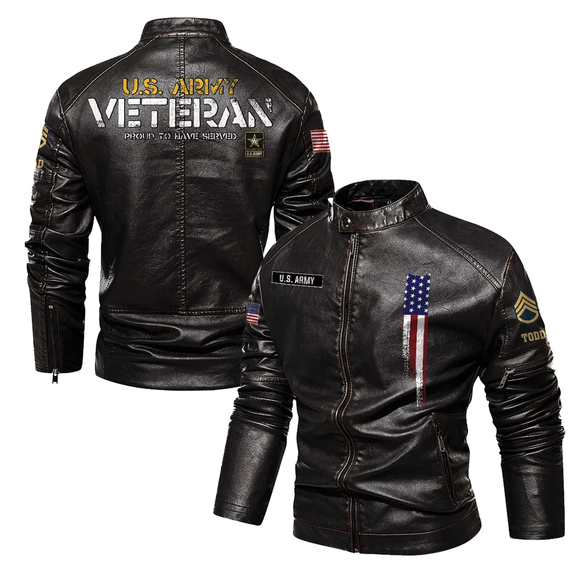 Premium Custom US Army Leather Jacket VPVC702341, Gifts For Army Veteran, Gifts On Father’s Day, Veterans Day