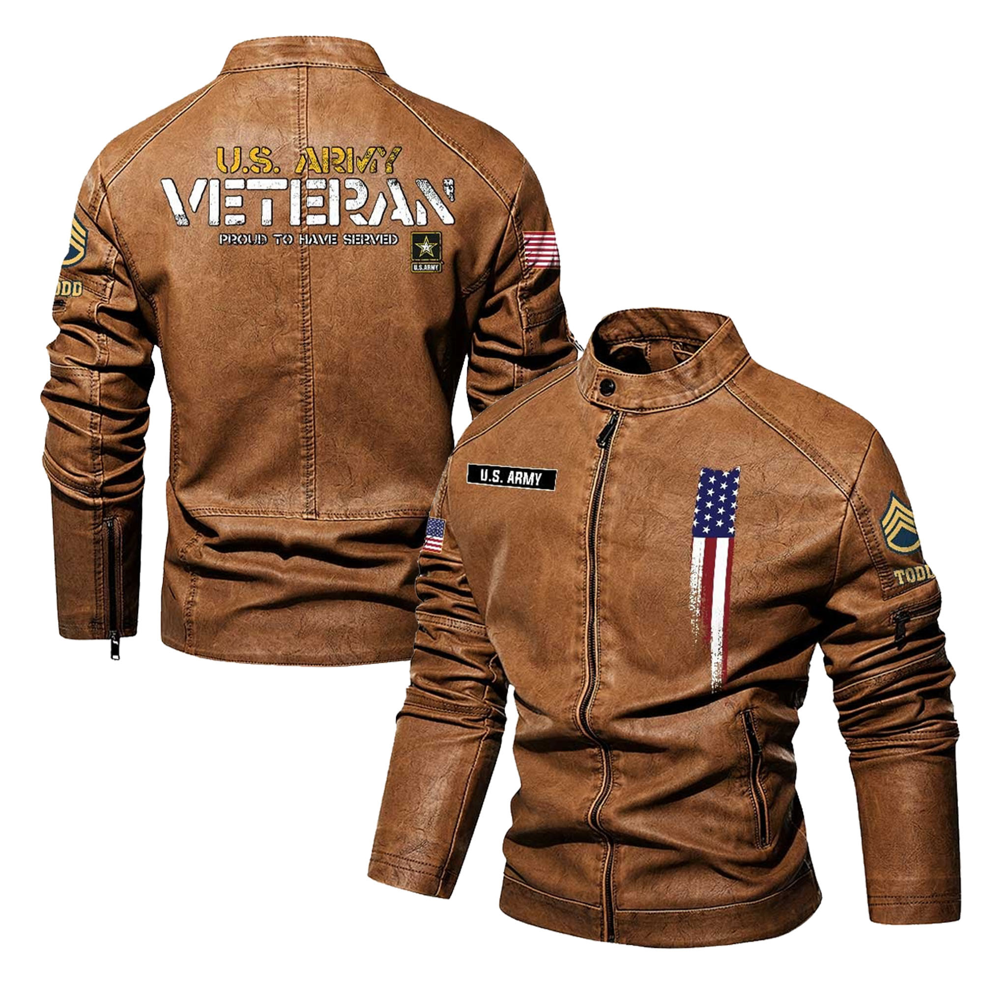 Premium Custom US Army Leather Jacket VPVC702342, Gifts For Army Veteran, Gifts On Father’s Day, Veterans Day