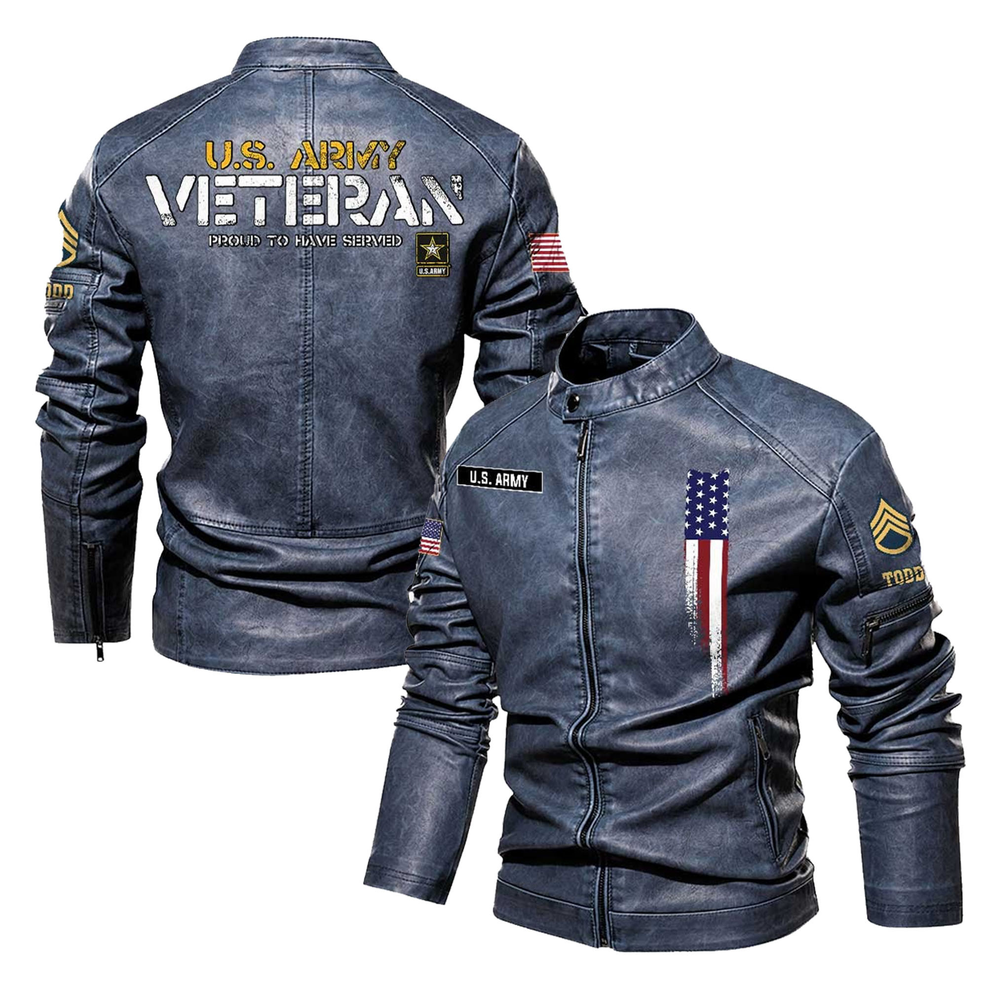 Premium Custom US Army Leather Jacket VPVC702343, Gifts For Army Veteran, Gifts On Father’s Day, Veterans Day