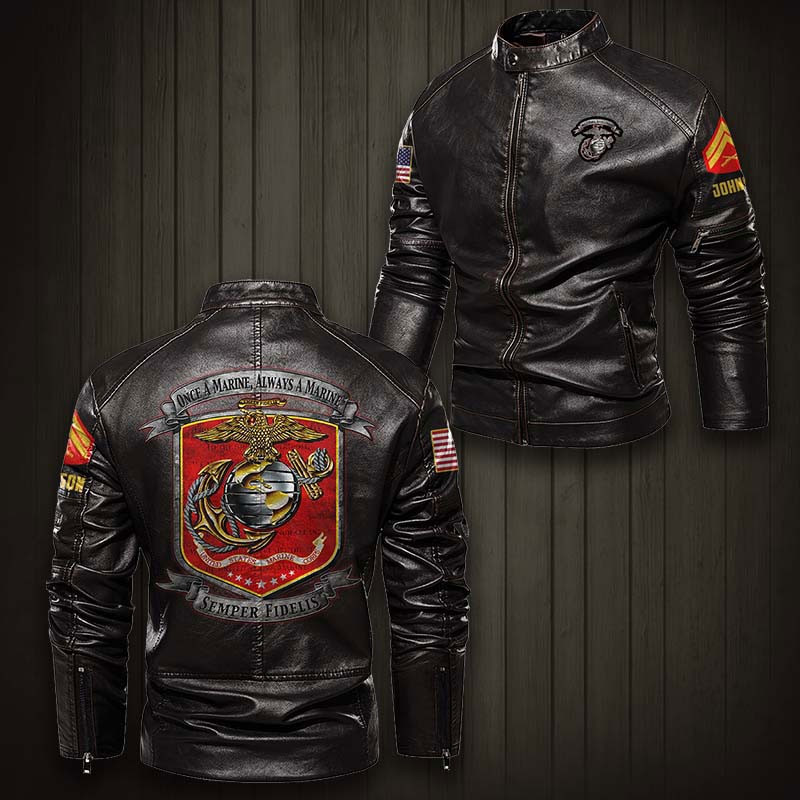 Premium Custom USMC Leather Jacket VPVC702344, Gifts For Marine Veteran, Gifts On Father’s Day, Veterans Day
