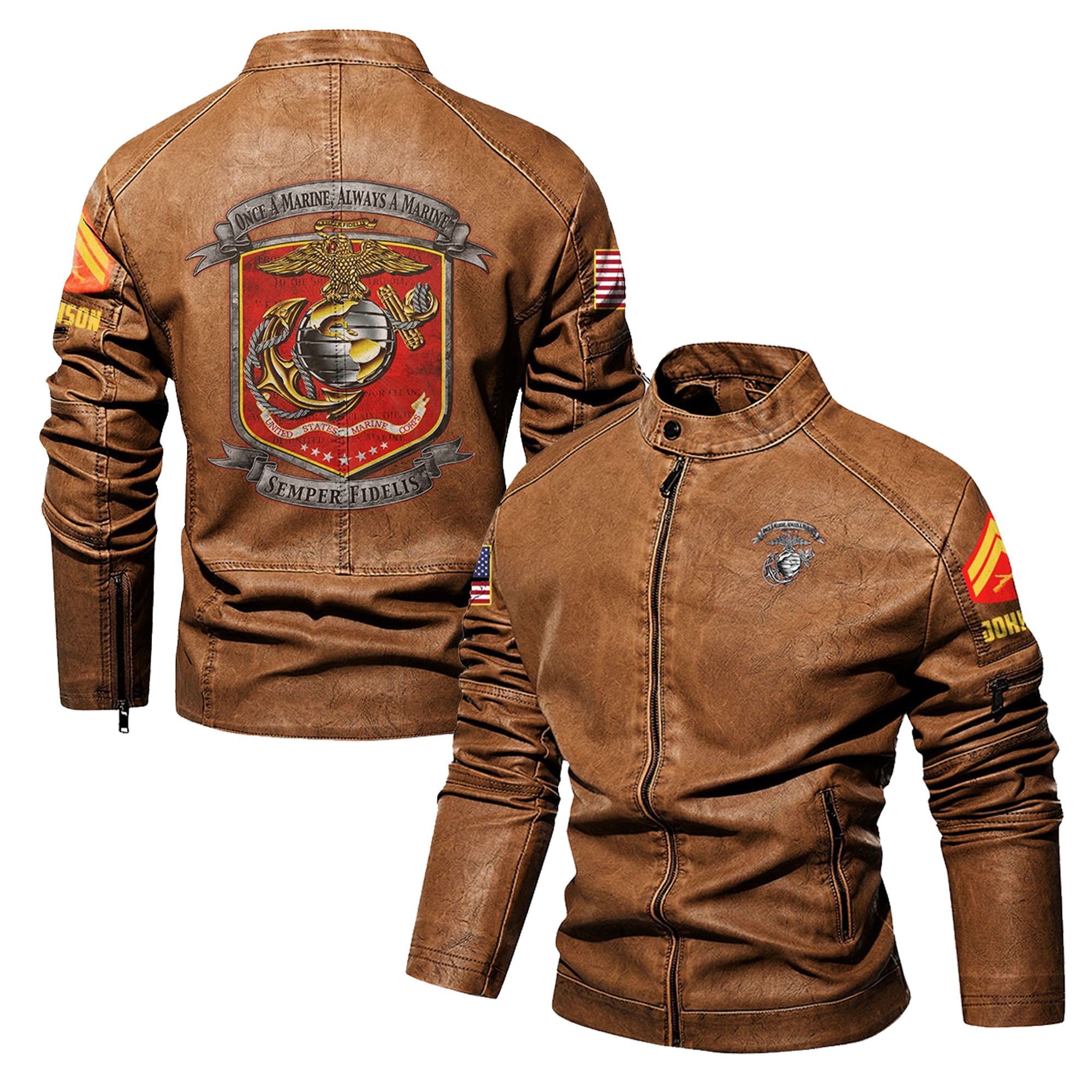 Premium Custom USMC Leather Jacket VPVC702345, Gifts For Marine Veteran, Gifts On Father’s Day, Veterans Day