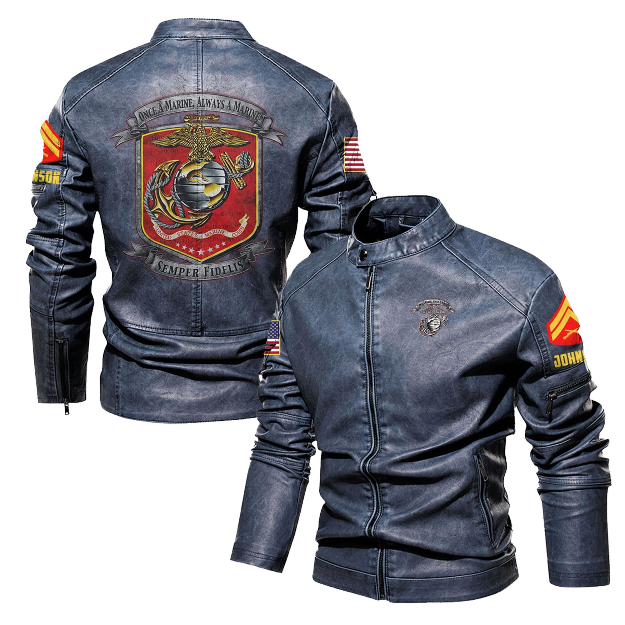 Premium Custom USMC Leather Jacket VPVC702346, Gifts For Marine Veteran, Gifts On Father’s Day, Veterans Day