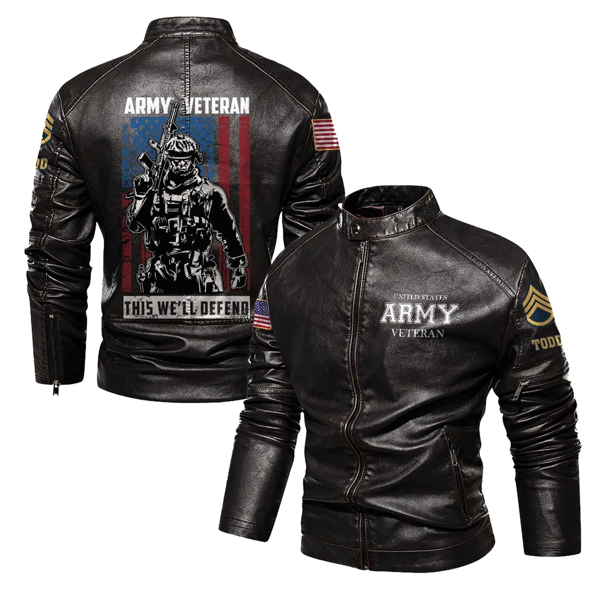 Premium Custom US Army Leather Jacket VPVC702347, Gifts For Army Veteran, Gifts On Father’s Day, Veterans Day