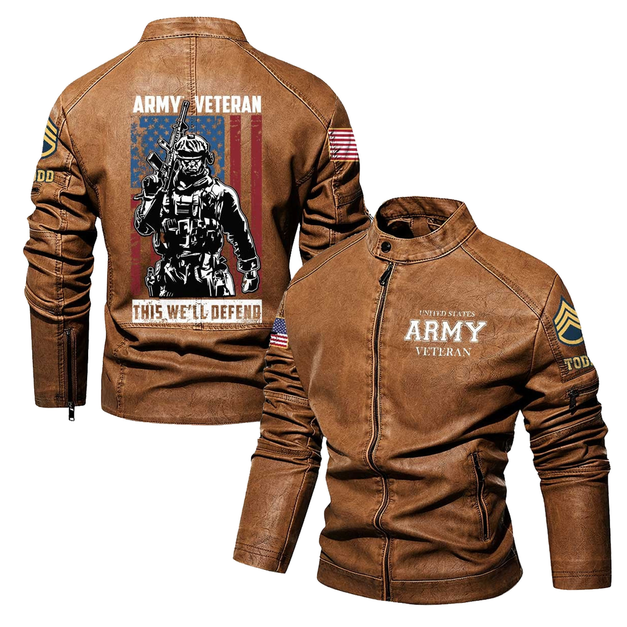 Premium Custom US Army Leather Jacket VPVC702348, Gifts For Army Veteran, Gifts On Father’s Day, Veterans Day