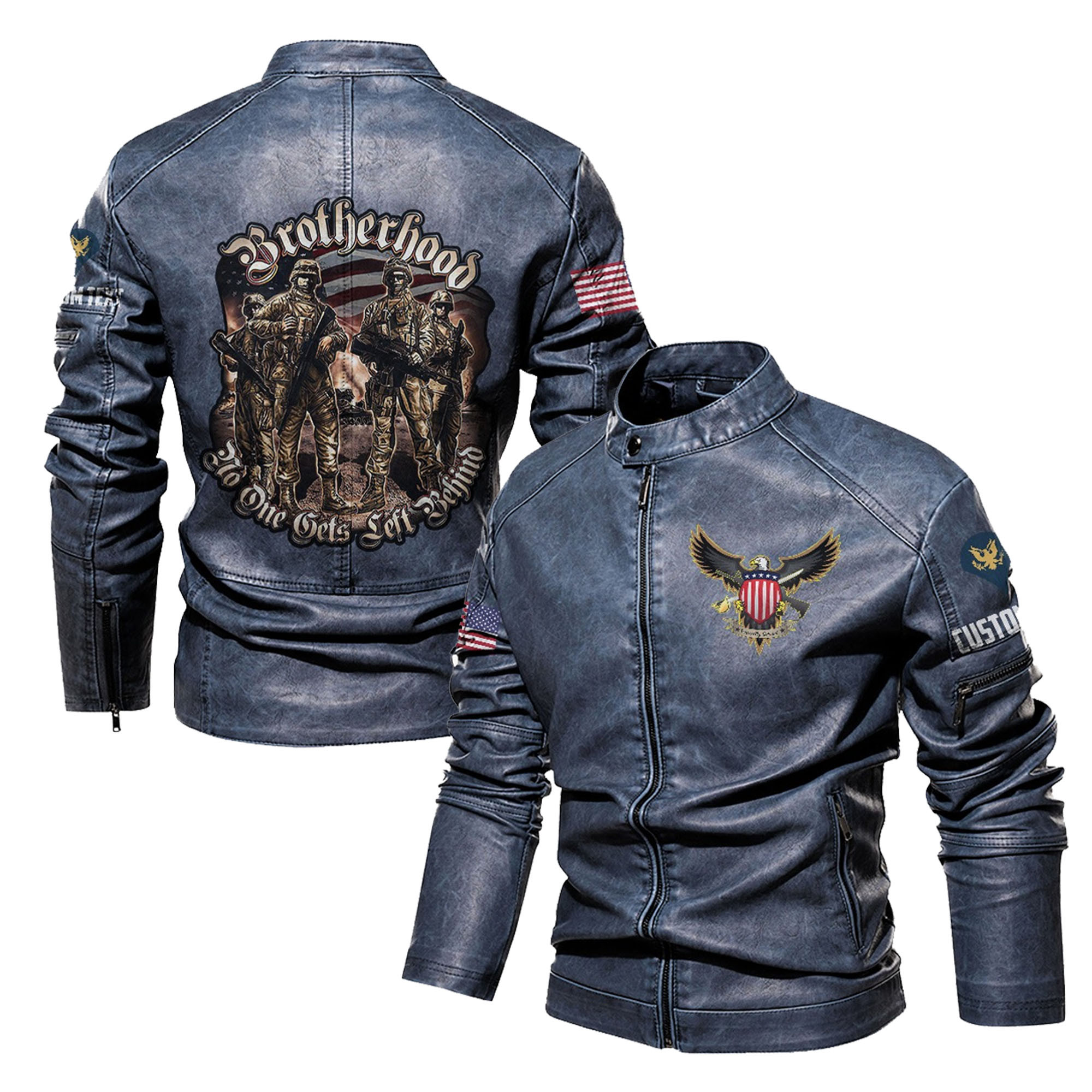 Premium Custom US Veteran Leather Jacket VPVC702355, Gifts For US Veteran, Gifts On Father’s Day, Veterans Day