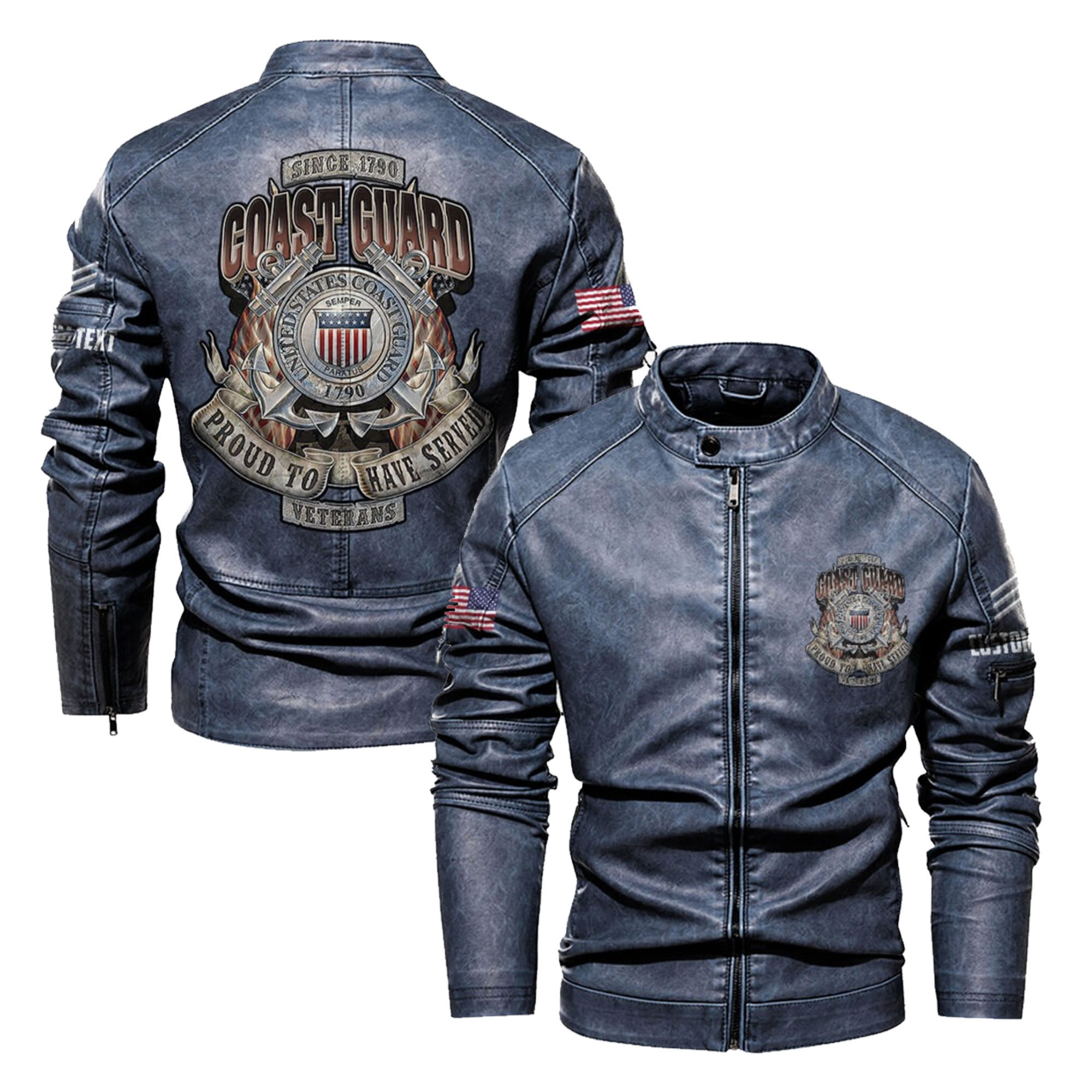 Premium Custom USCG Veteran Leather Jacket VPVC702358, Gifts For Coast Guard Veteran, Gifts On Father’s Day, Veterans Day